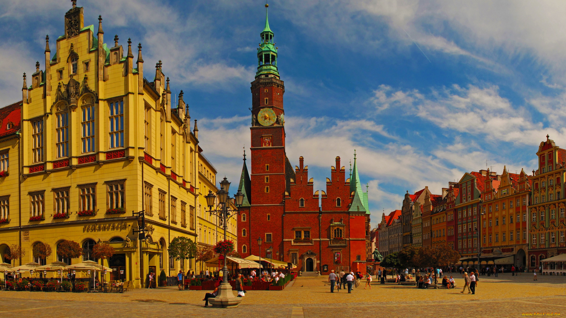 города, улицы, площади, набережные, польша, вроцлав, rynek, ratusz