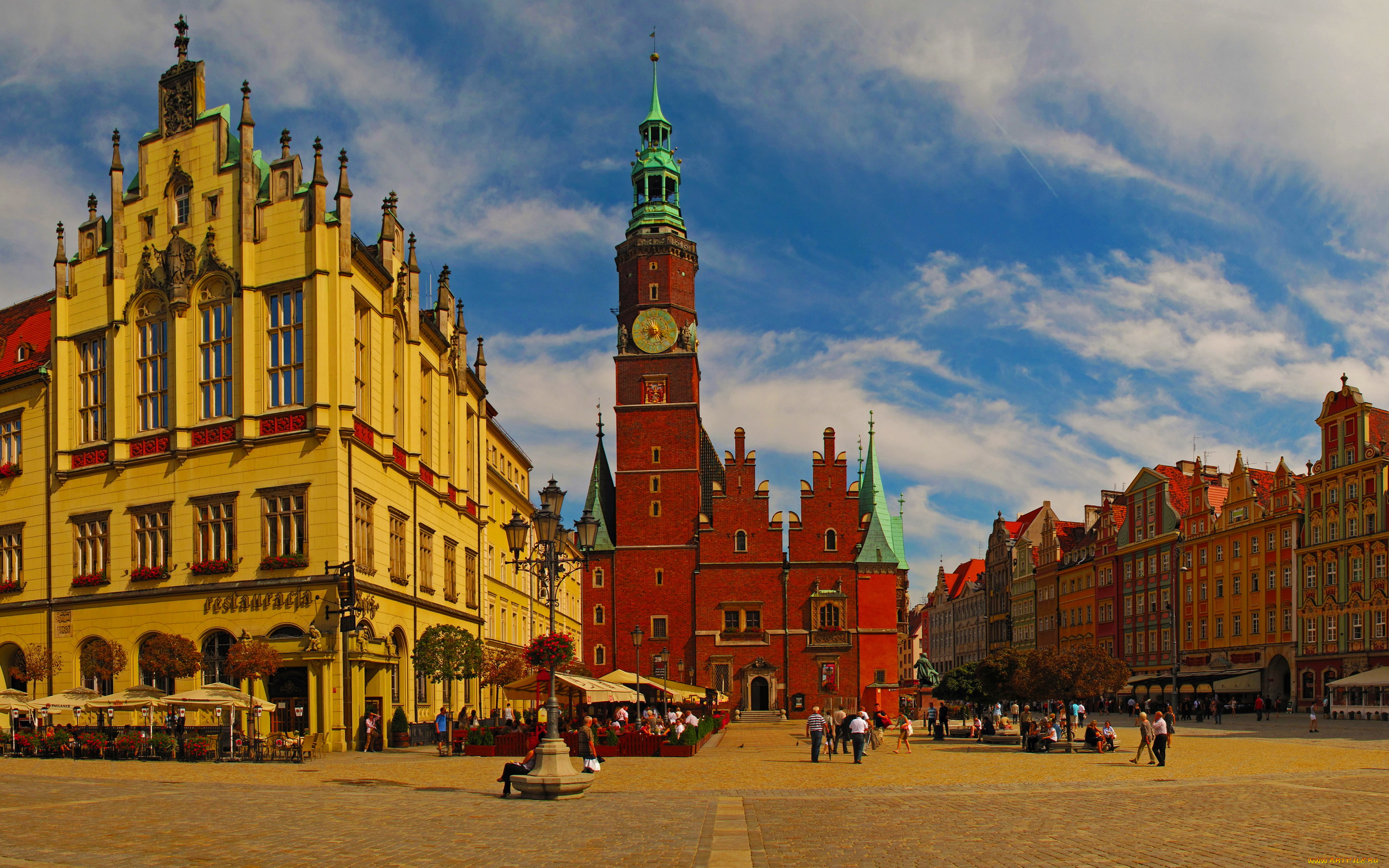 города, улицы, площади, набережные, польша, вроцлав, rynek, ratusz