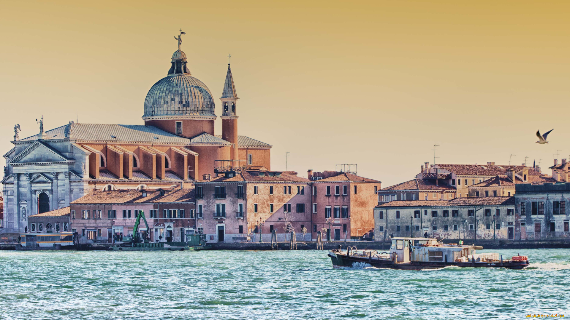 venice, italy, города, венеция, италия, церковь, иль, реденторе, il, redentore, канал, баркас