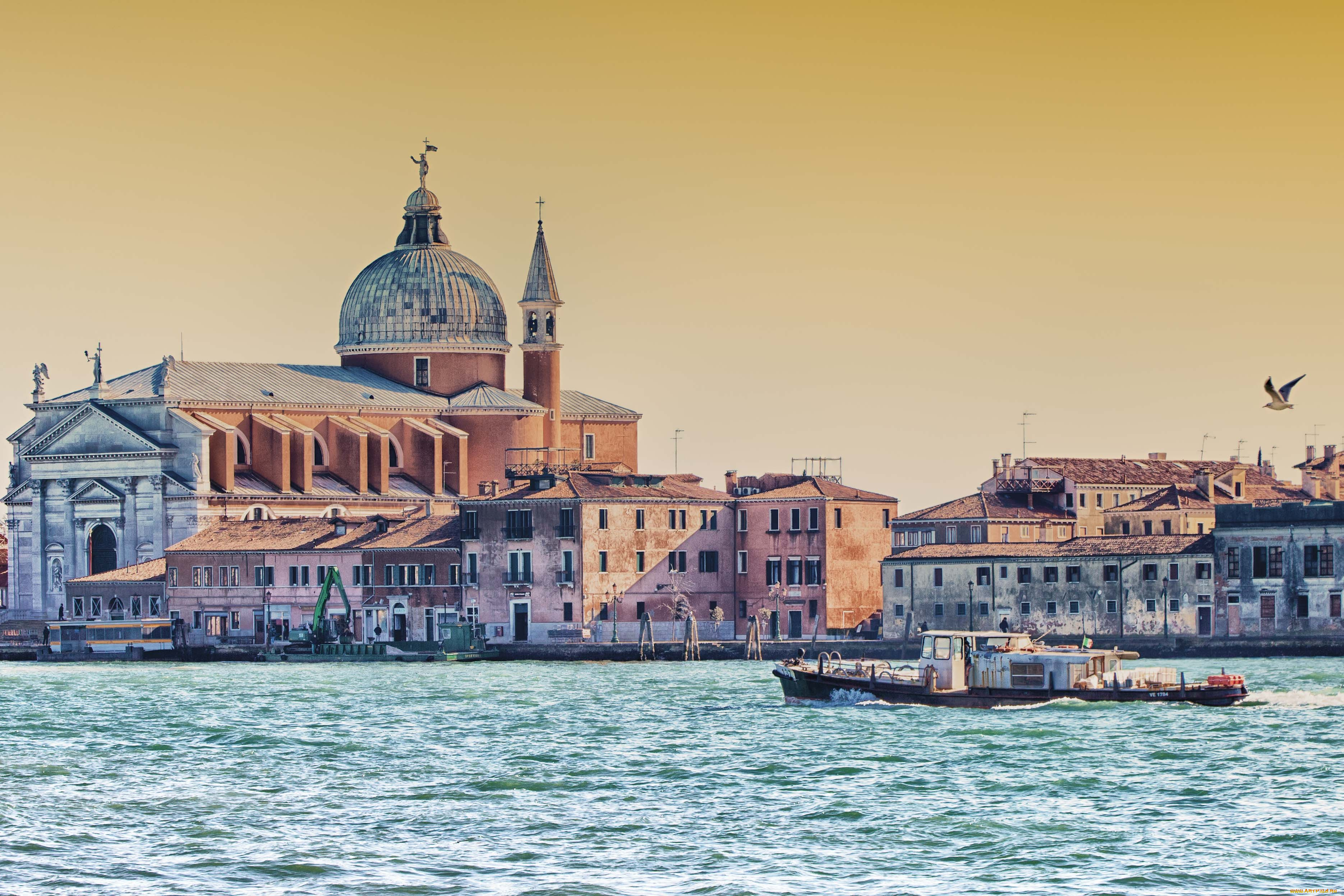 venice, italy, города, венеция, италия, церковь, иль, реденторе, il, redentore, канал, баркас