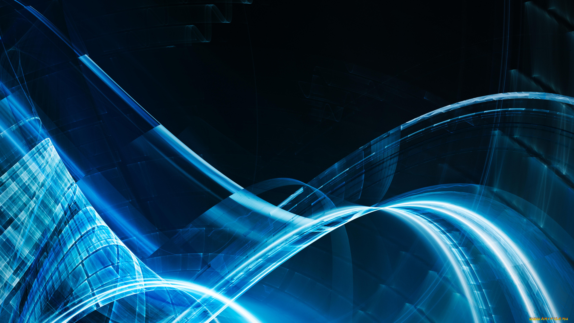 3д, графика, abstract, , абстракции, абстракция, линии, голубые, плавность, дуги