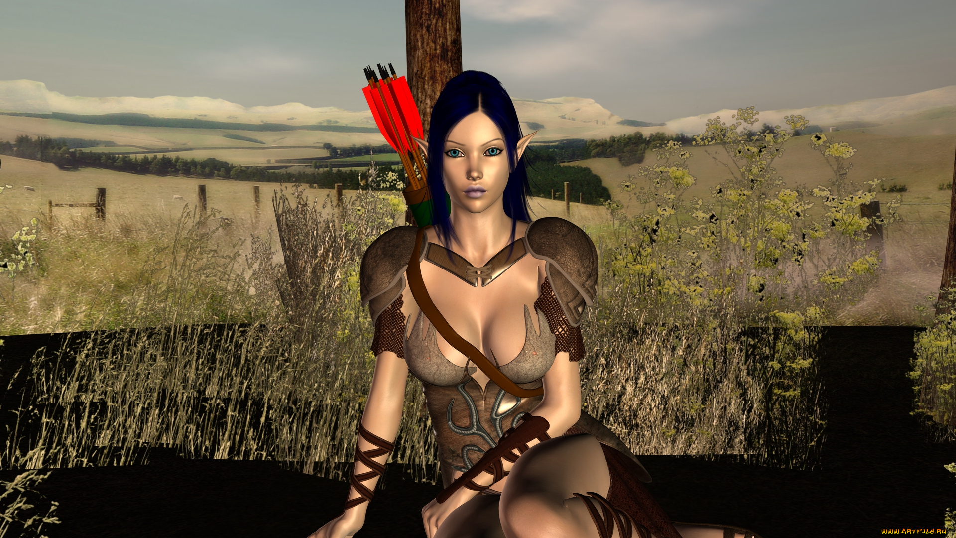 3д, графика, elves, , эльфы, взгляд, эльфийка