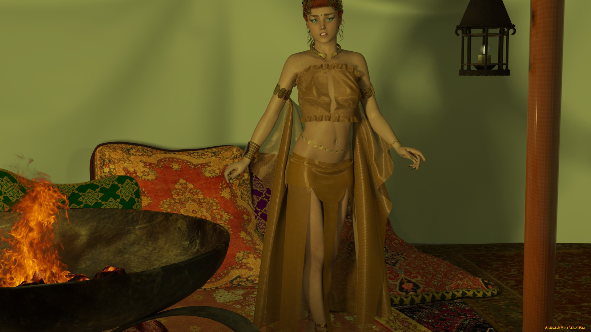 3д, графика, people, , люди, огонь, взгляд, девушка