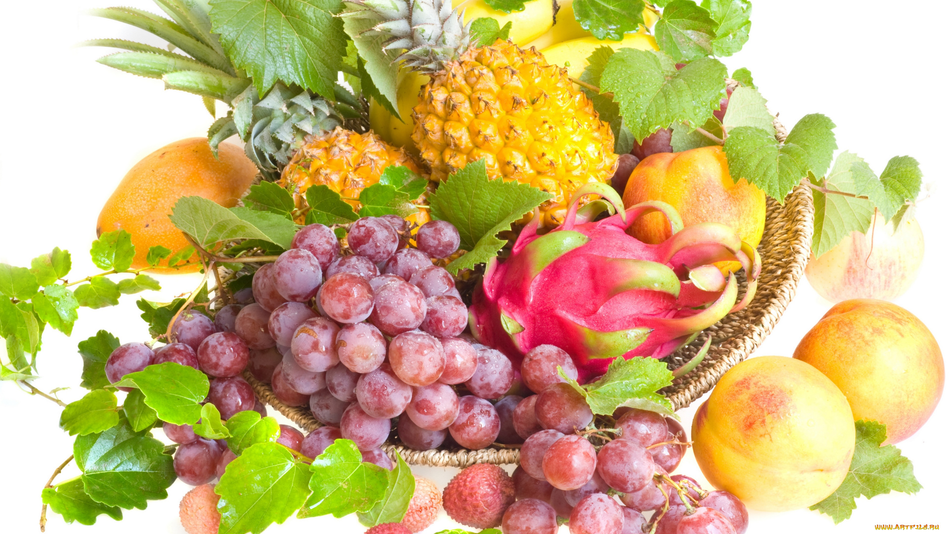 еда, фрукты, , ягоды, питахайя, ананасы, личи, сливы, виноград
