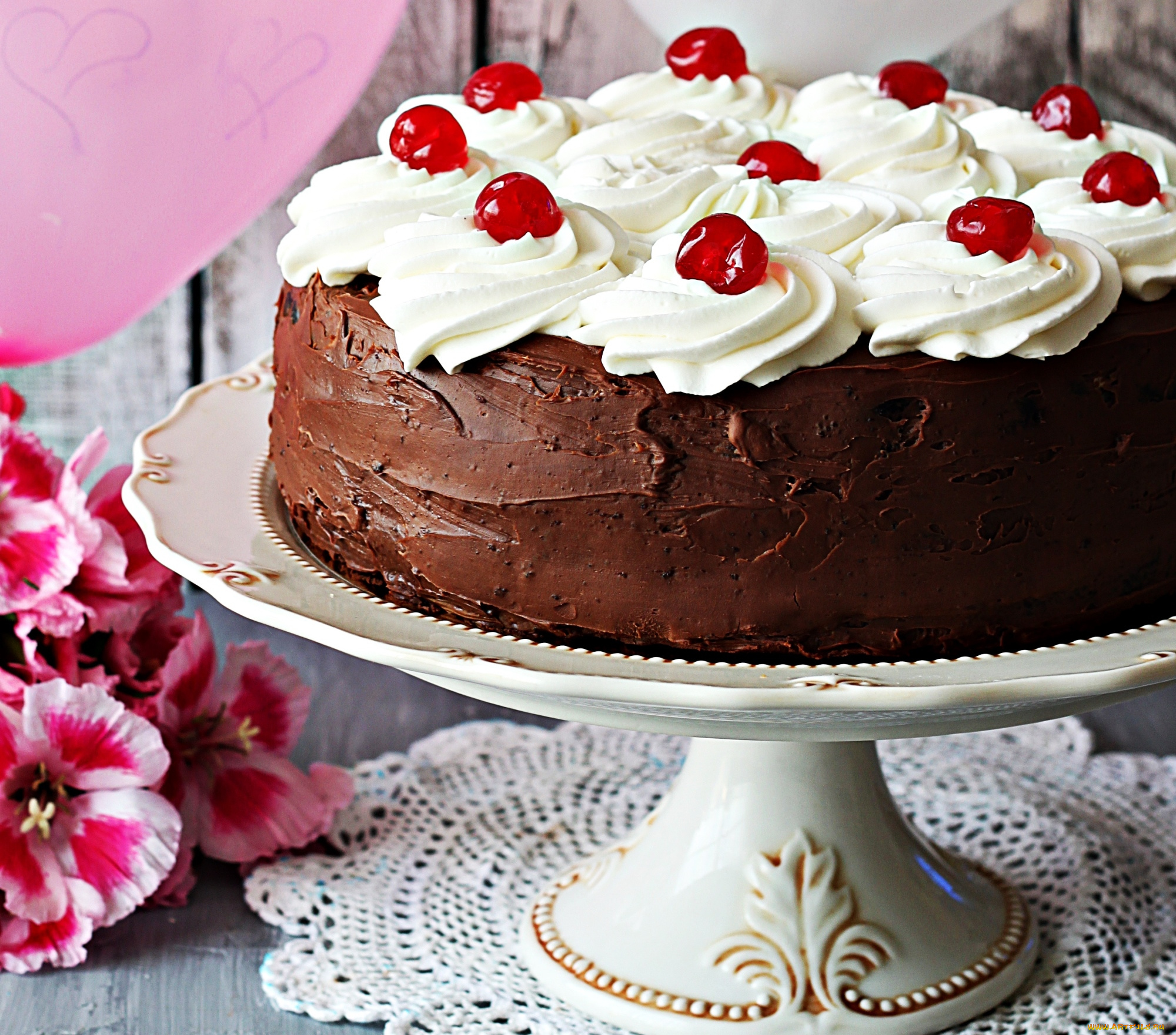 еда, торты, вишни, крем