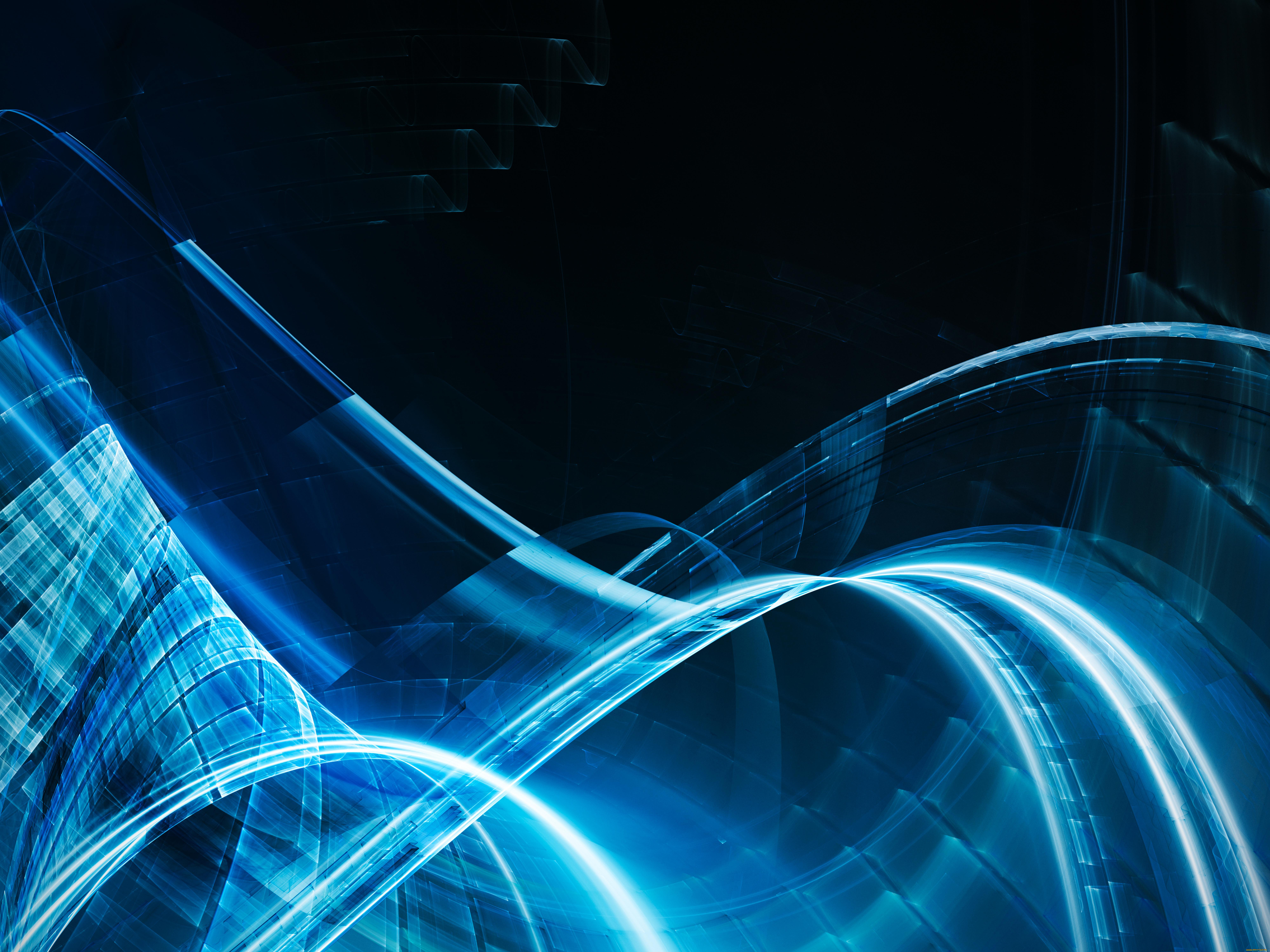 3д, графика, abstract, , абстракции, абстракция, линии, голубые, плавность, дуги