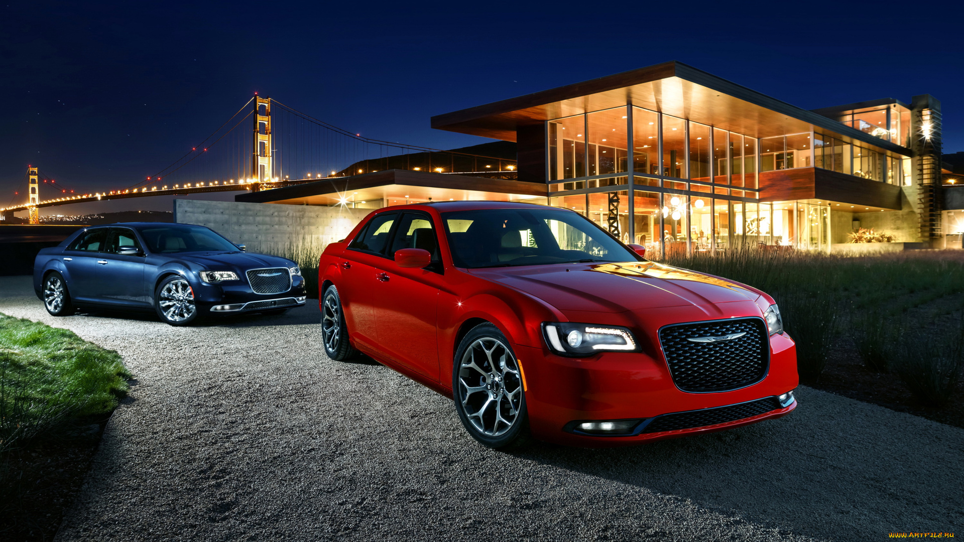 2015, chrysler, 300, c, автомобили, chrysler, бордовый, ночь, голубой, металлик, город