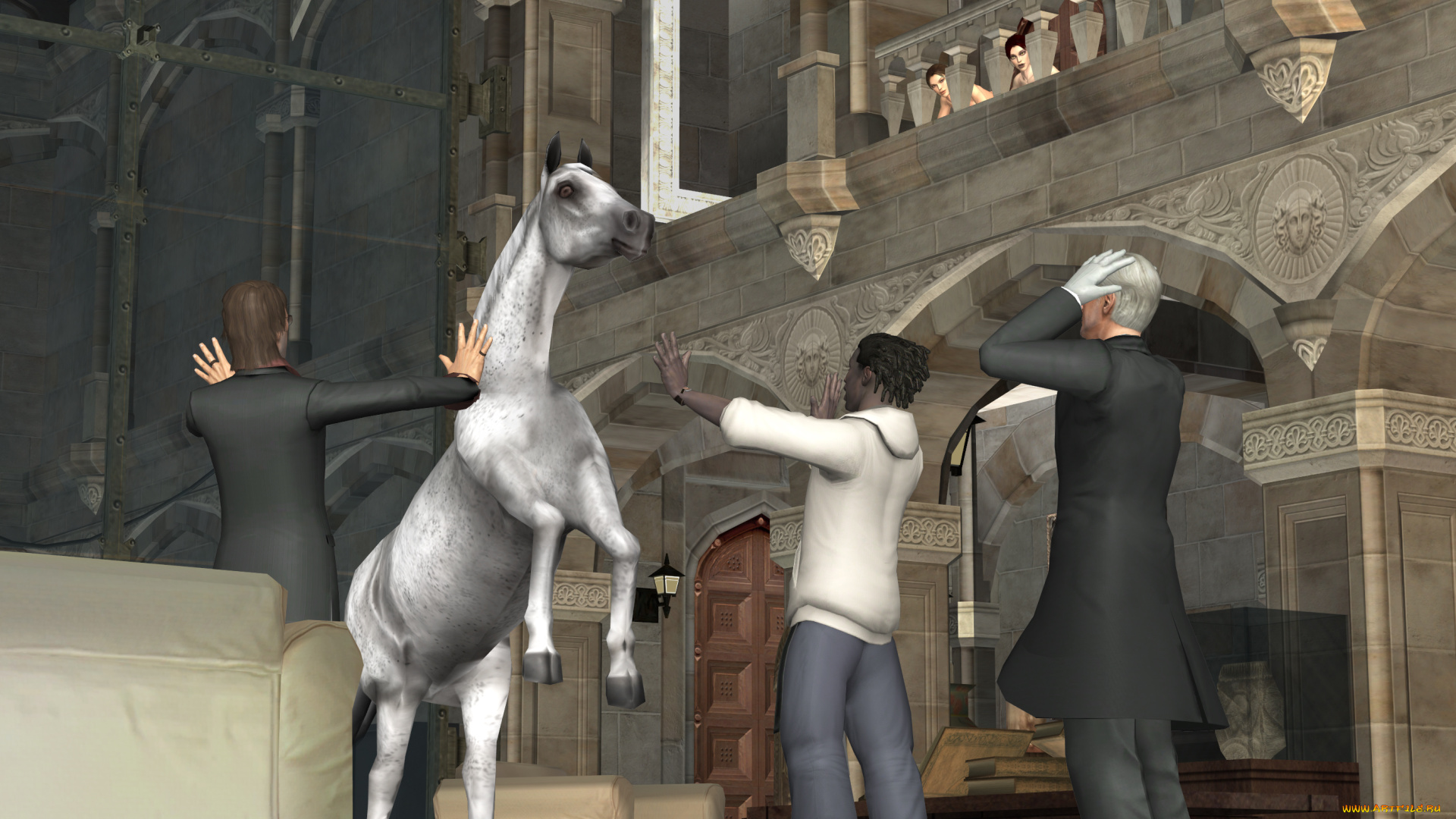 3д, графика, люди, , people, лошадь, люди