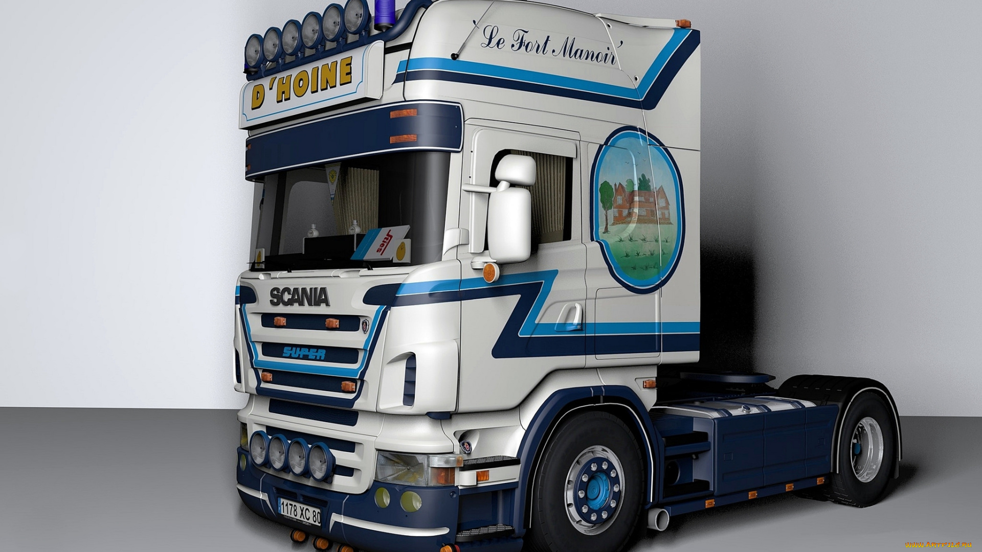 автомобили, 3д, седельный, грузовик, тяжелый, тягач