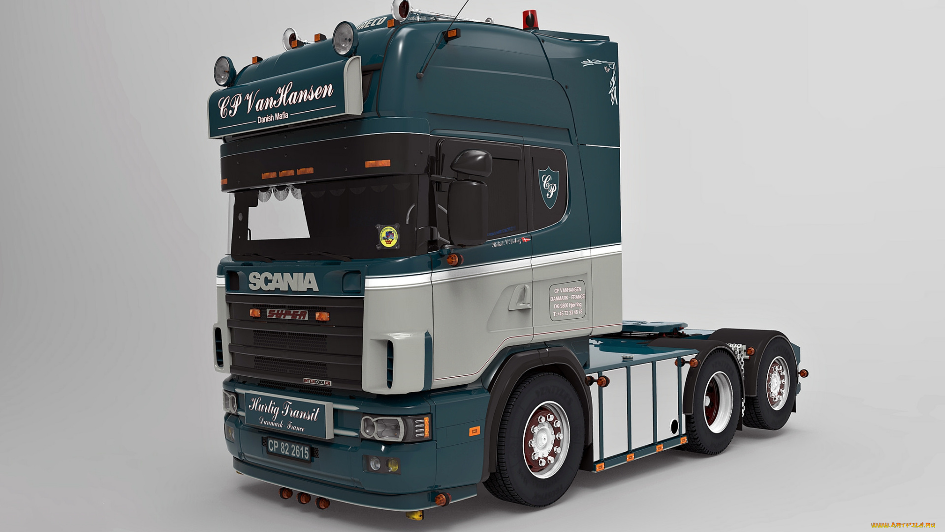 автомобили, 3д, тягач, седельный, грузовик, тяжелый