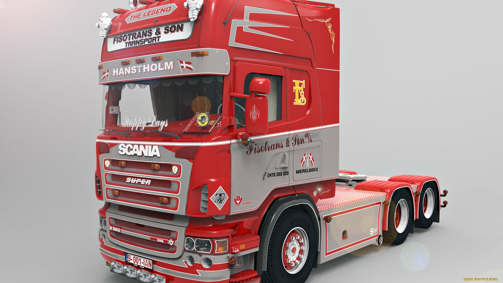 автомобили, 3д, тяжелый, тягач, седельный, грузовик