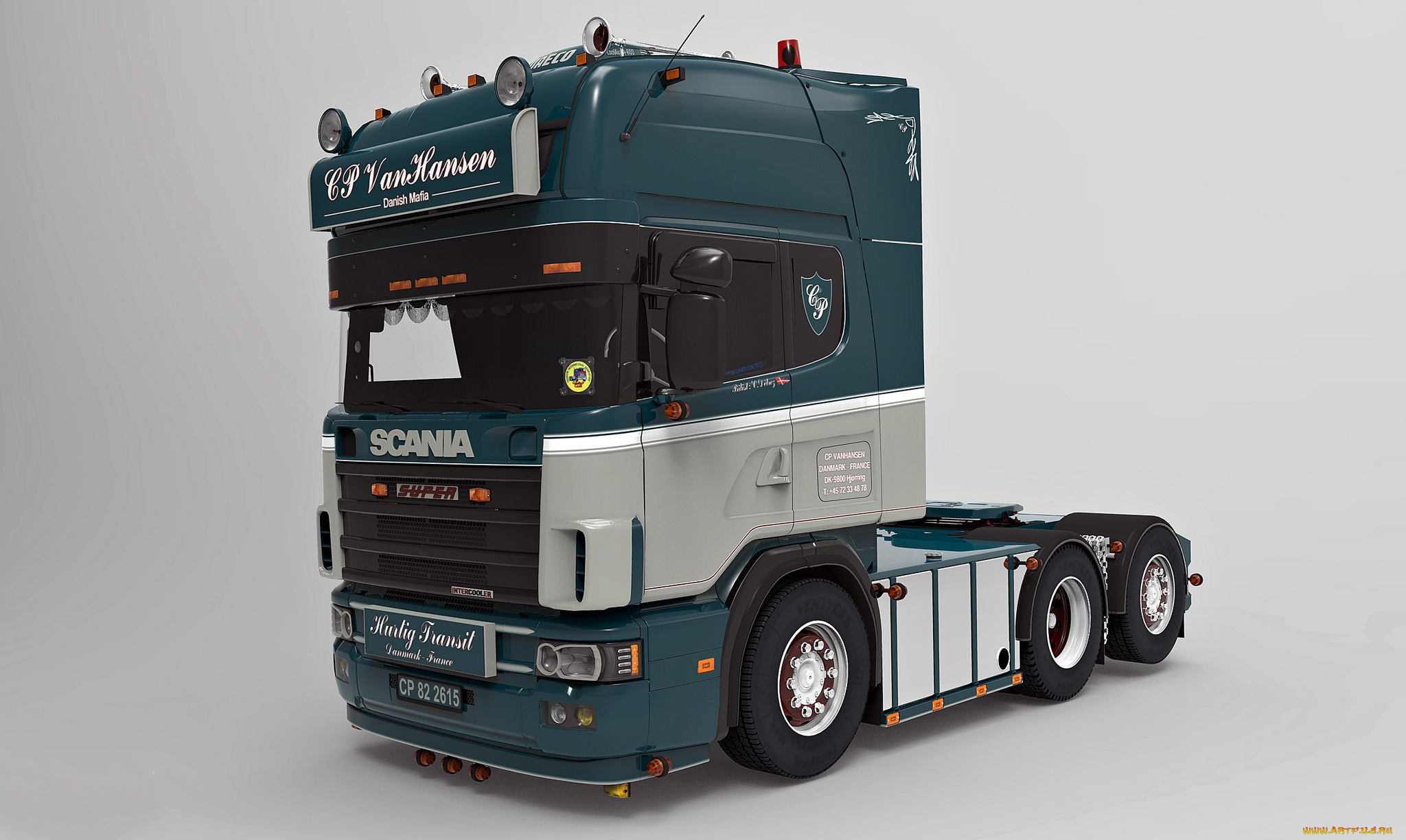 автомобили, 3д, тягач, седельный, грузовик, тяжелый