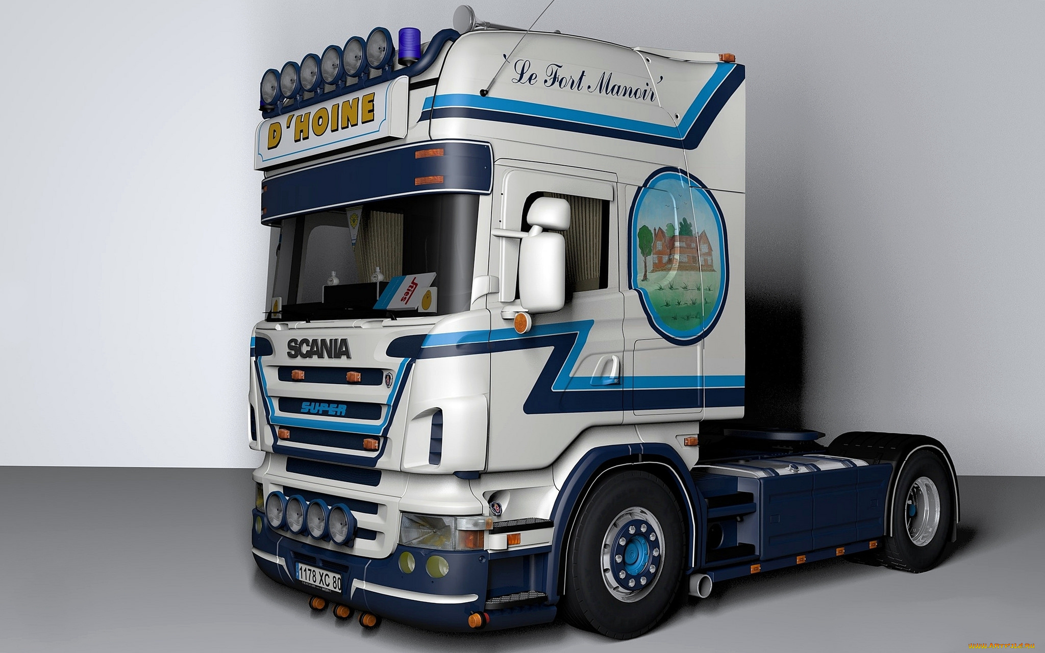 автомобили, 3д, седельный, грузовик, тяжелый, тягач