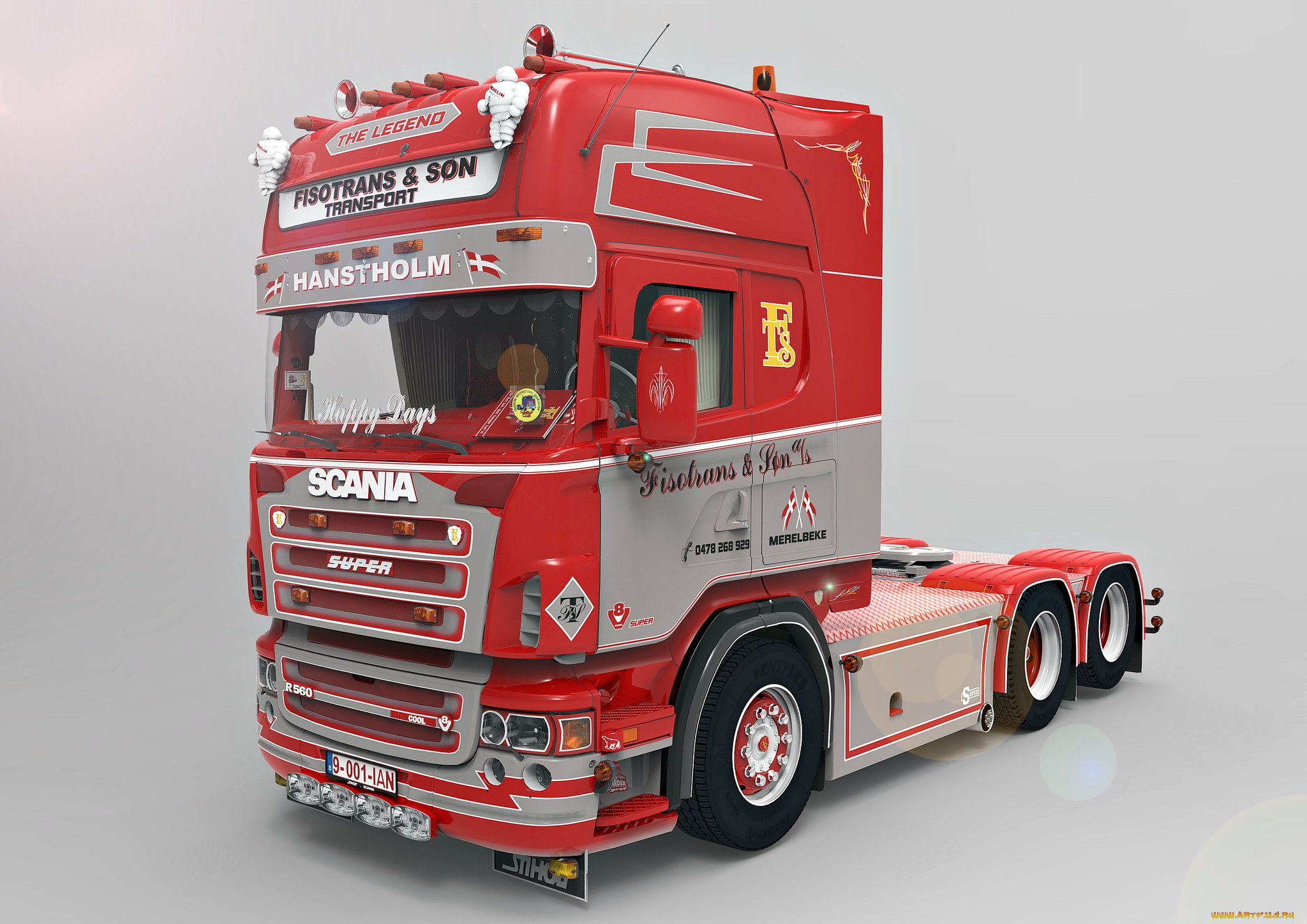 автомобили, 3д, тяжелый, тягач, седельный, грузовик