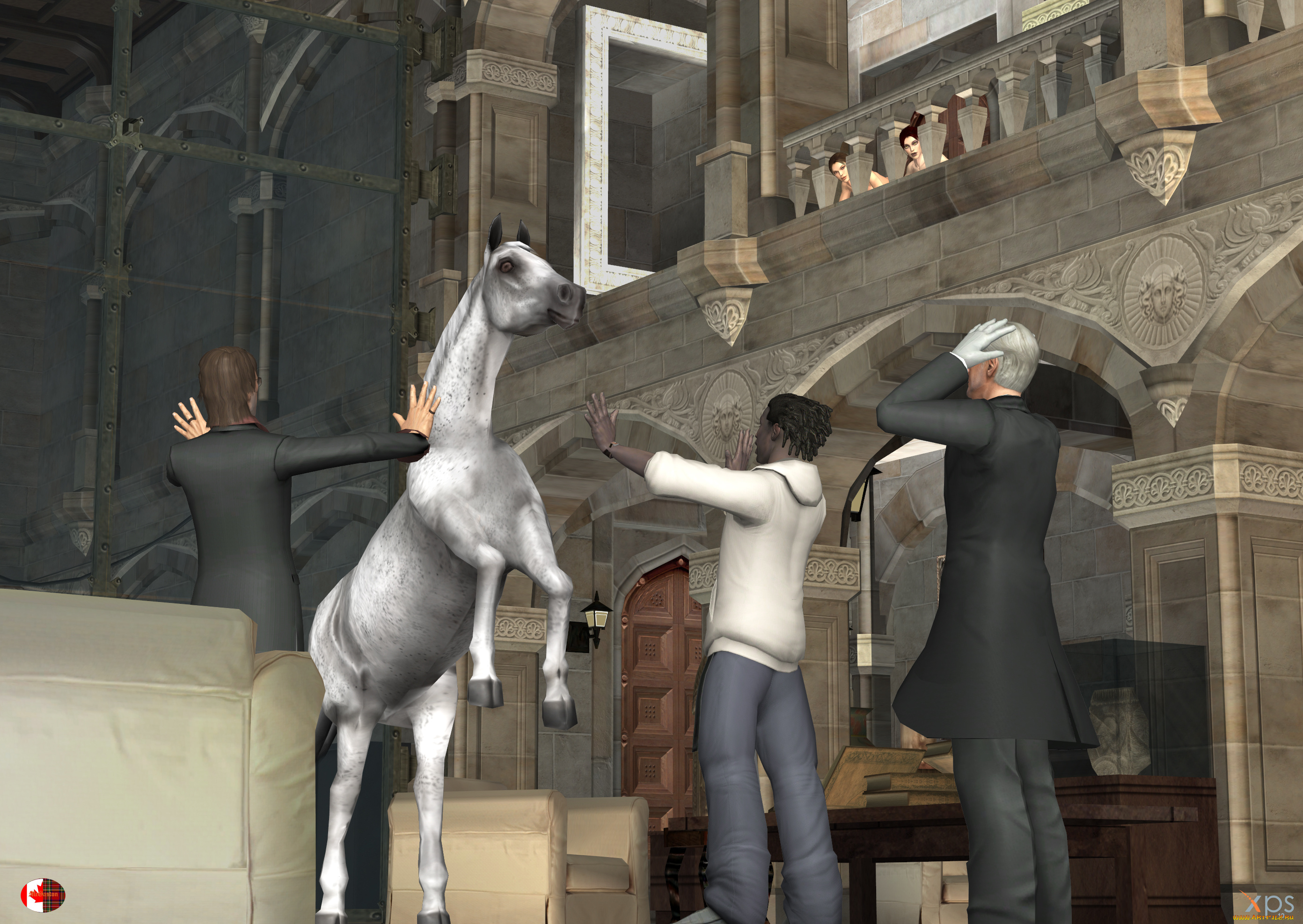 3д, графика, люди, , people, лошадь, люди