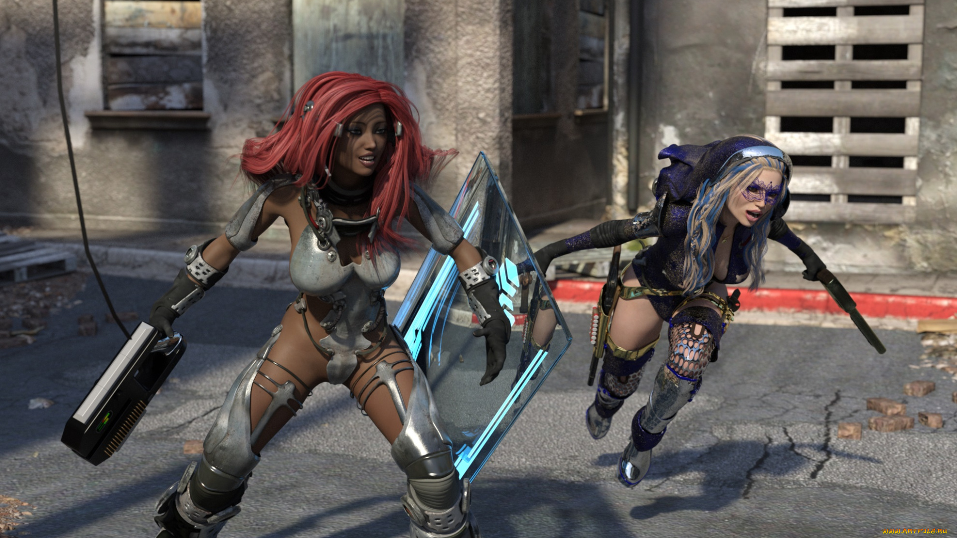 3д, графика, фантазия, , fantasy, оружие, фон, взгляд, девушки