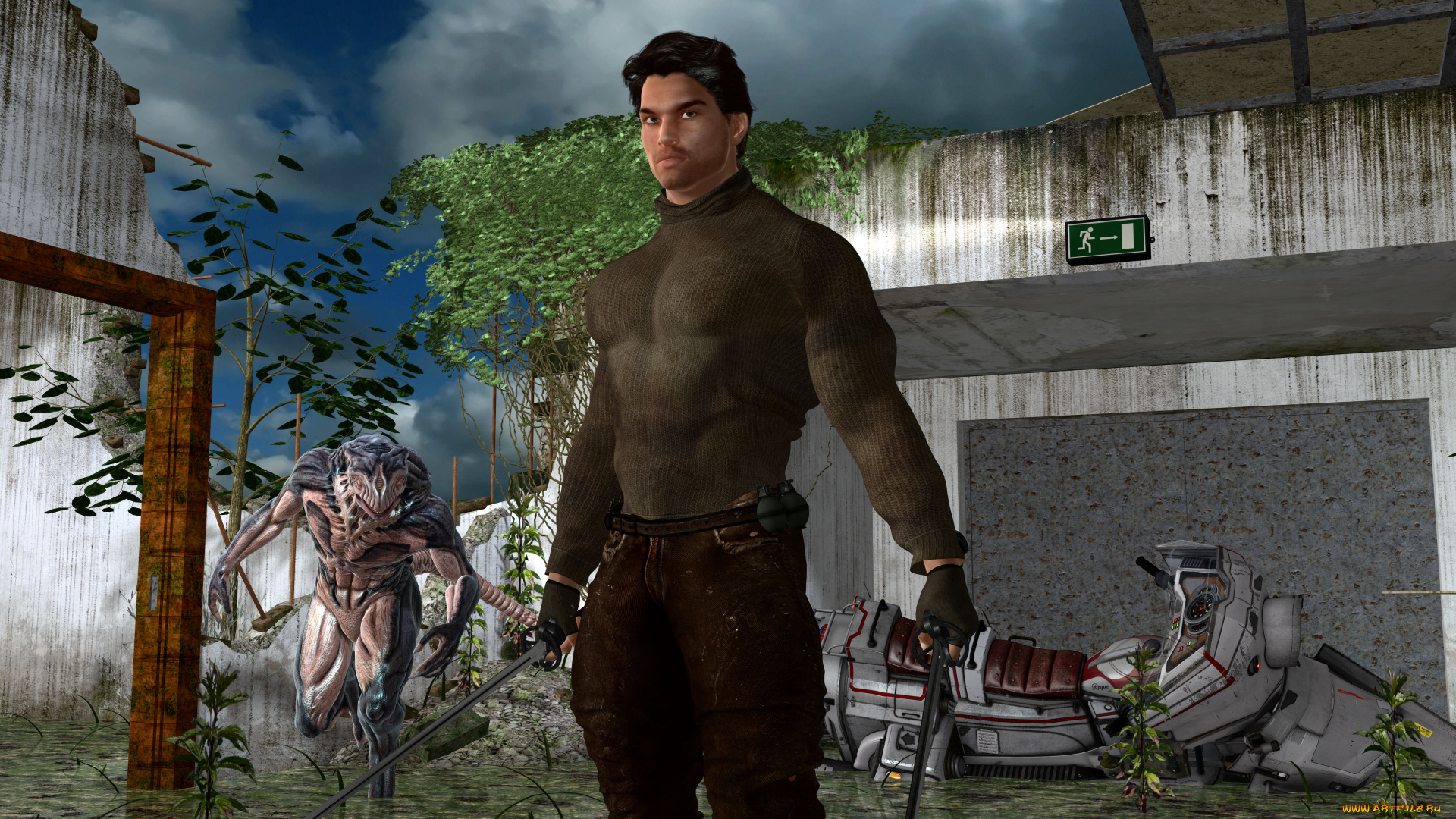 3д, графика, фантазия, , fantasy, существо, фон, взгляд, мужчина