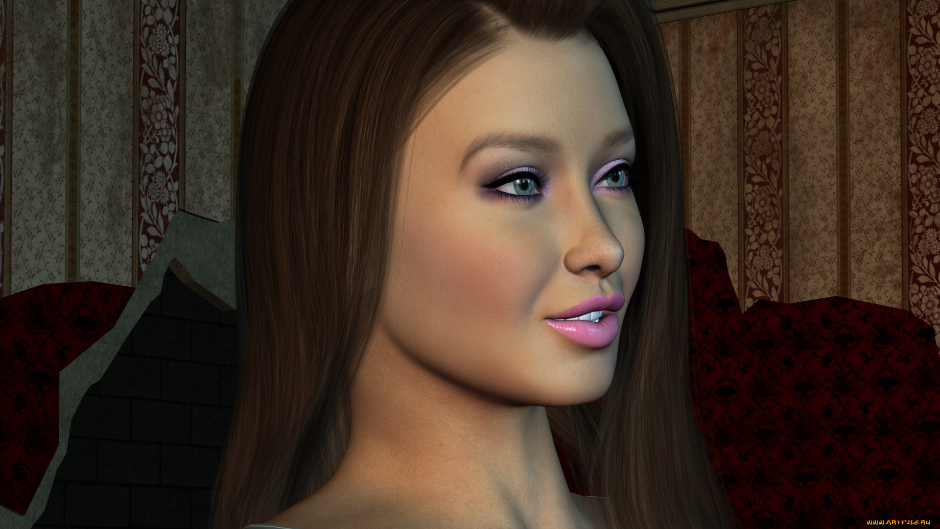 3д, графика, люди, , people, взгляд, девушка, фон