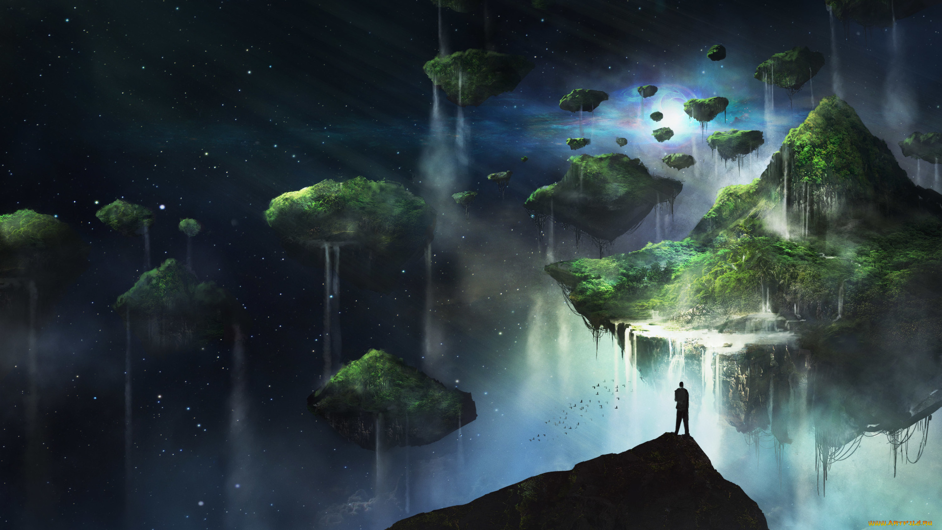 фэнтези, иные, миры, , иные, времена, фантастика, острова, звезды, арт, человек