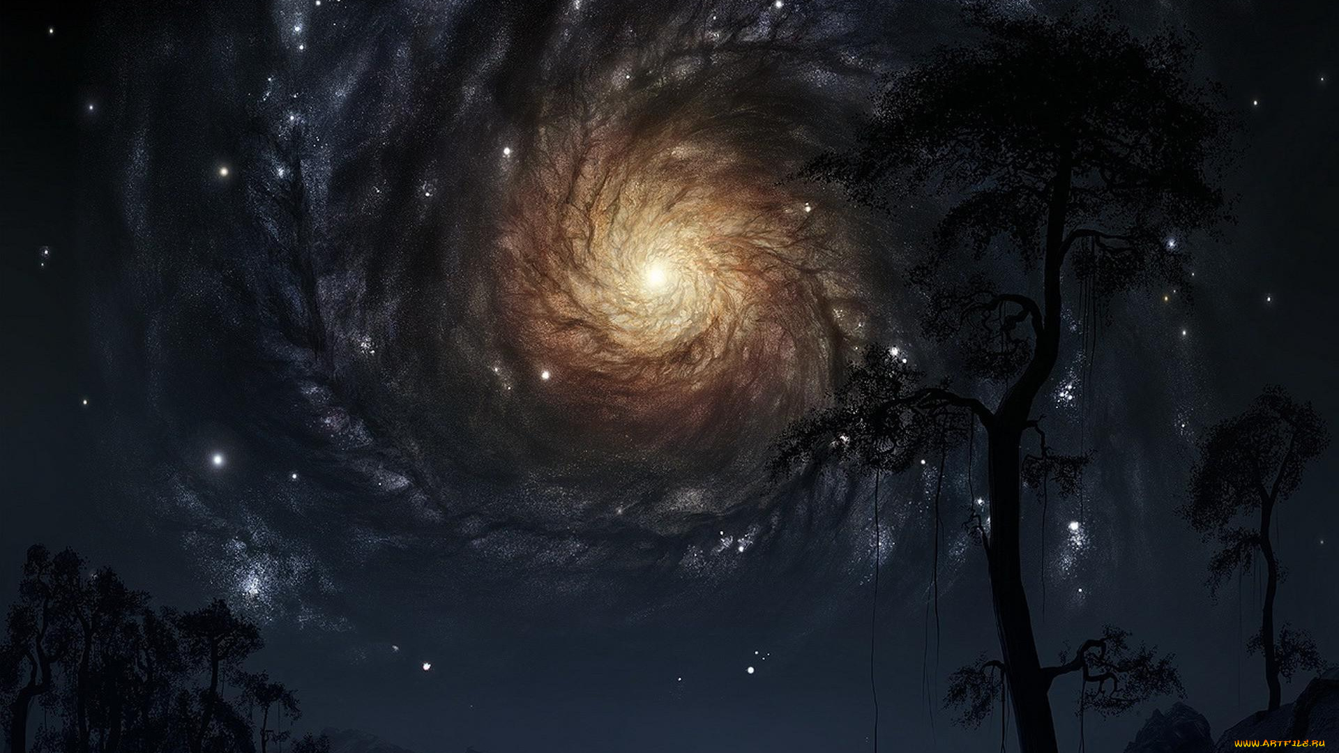 космос, арт, галактика, звезды, вселенная