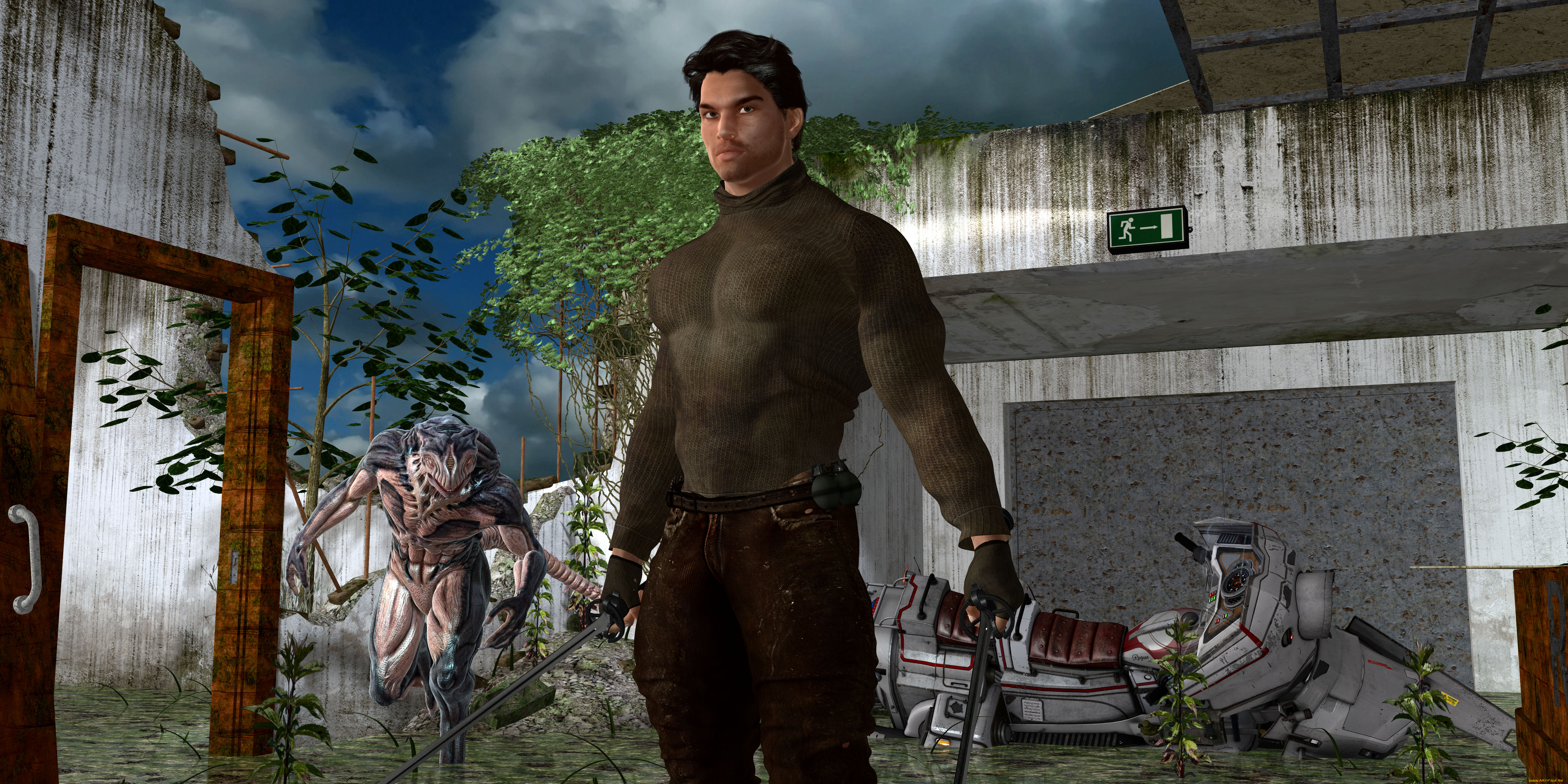 3д, графика, фантазия, , fantasy, существо, фон, взгляд, мужчина