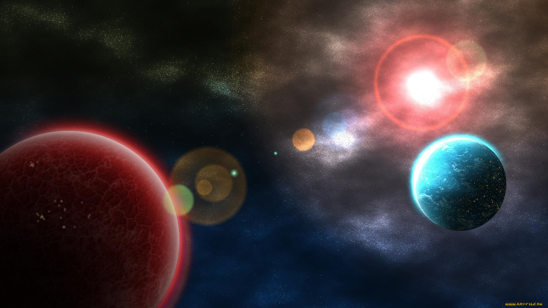 космос, арт, вселенная, планеты, звёзды, созвездия