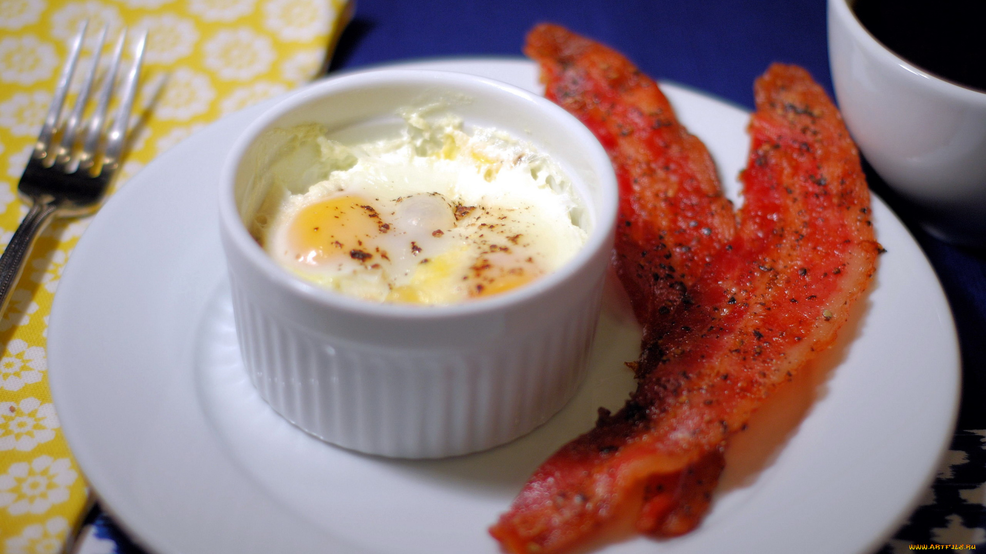 еда, Яичные, блюда, бекон, яйца