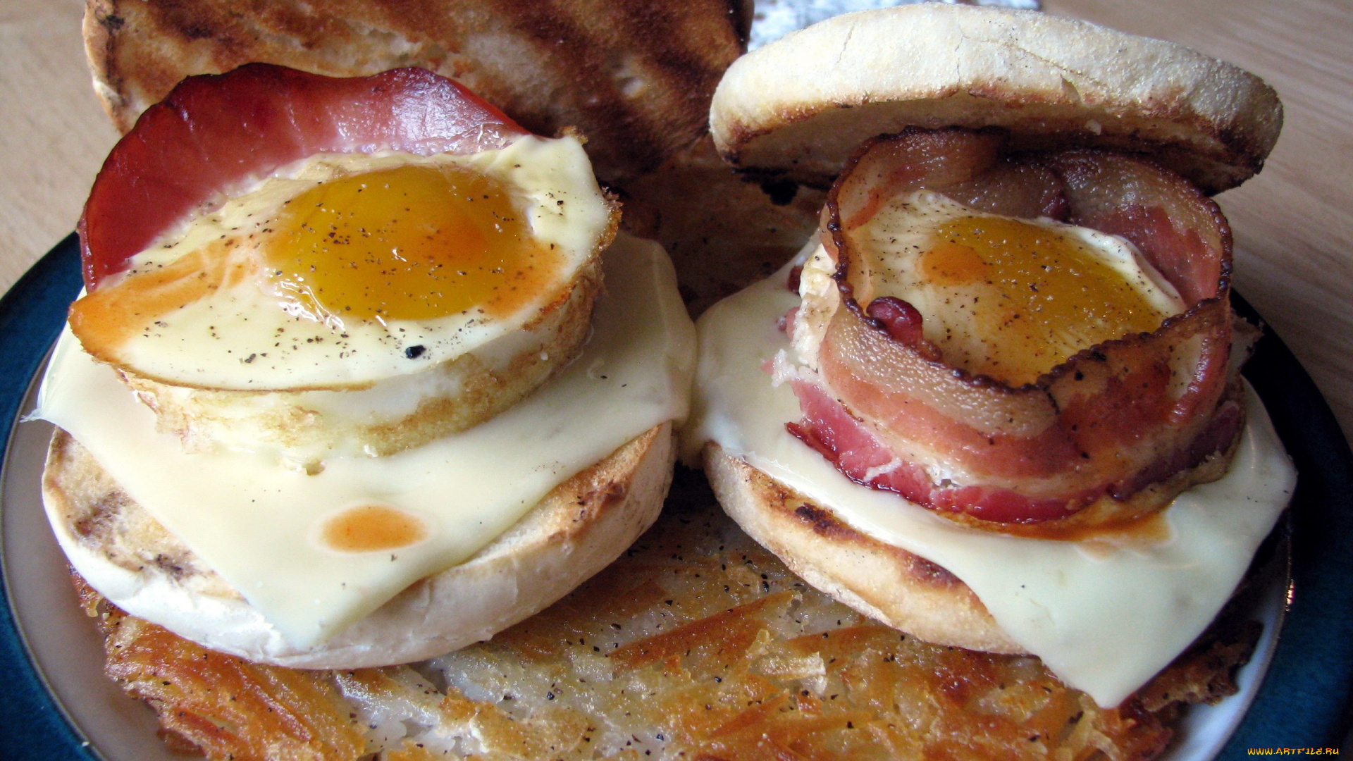 еда, Яичные, блюда, бекон, яйца
