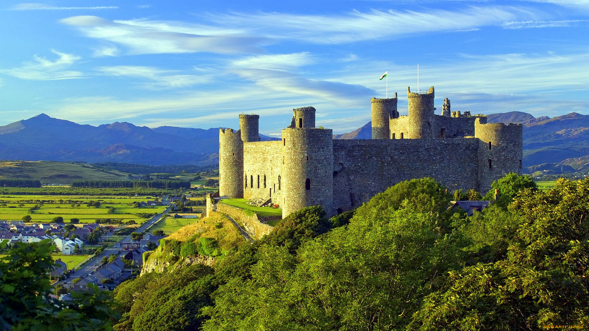 harlech, castle, wales, города, замки, англии, harlech, castle, wales