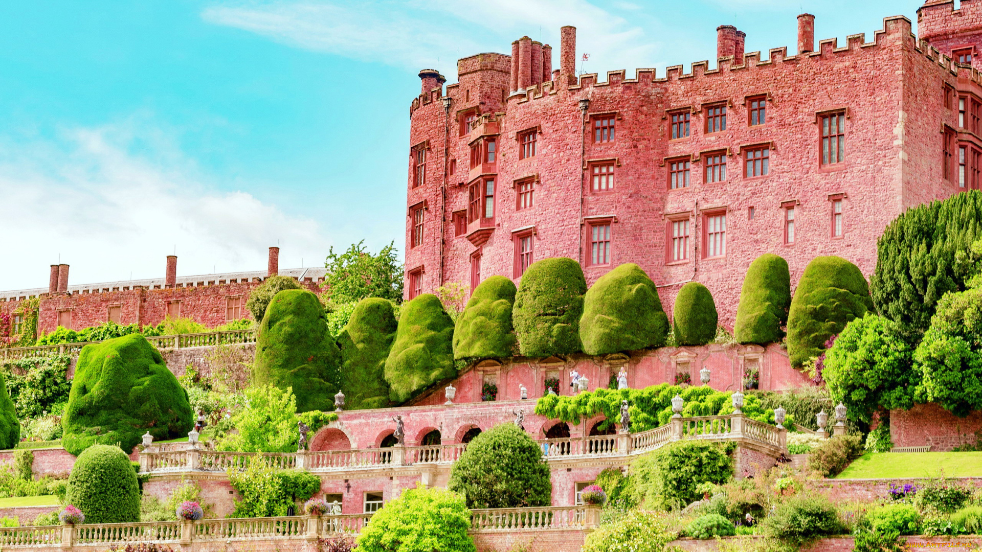 powis, castle, города, замки, англии, powis, castle