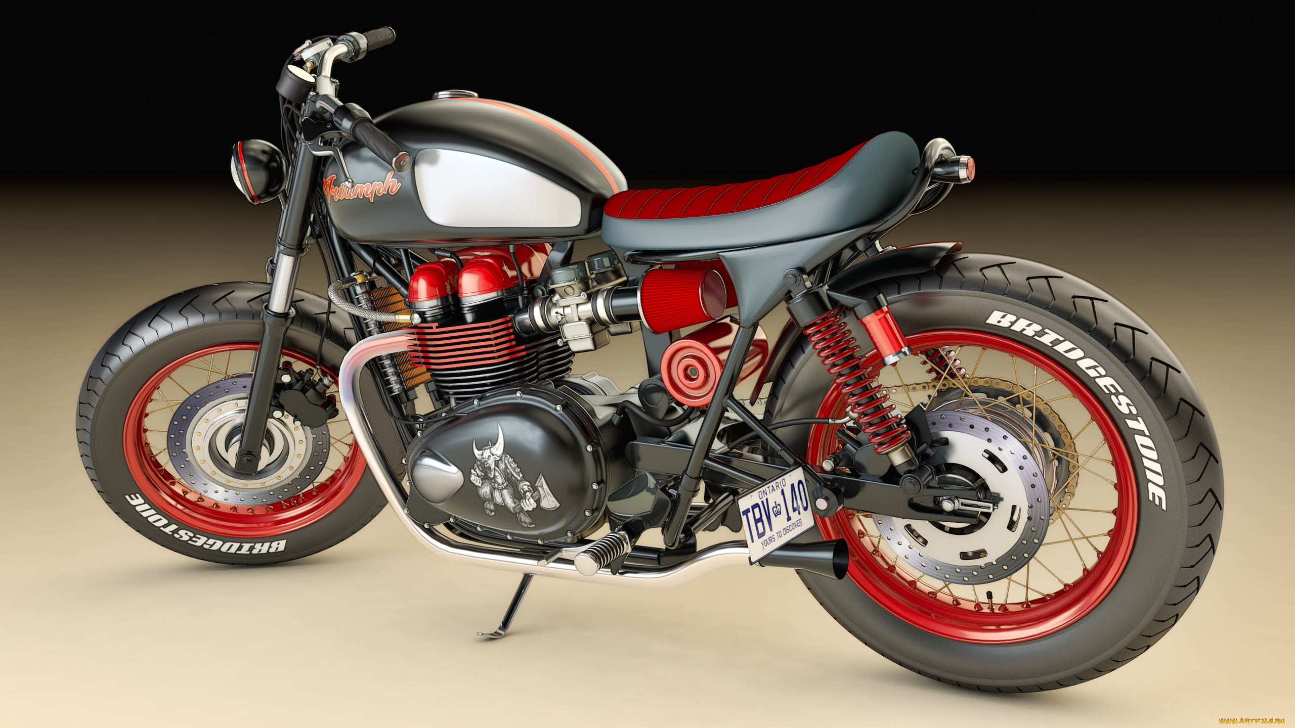 мотоциклы, 3d, фон, мотоцикл