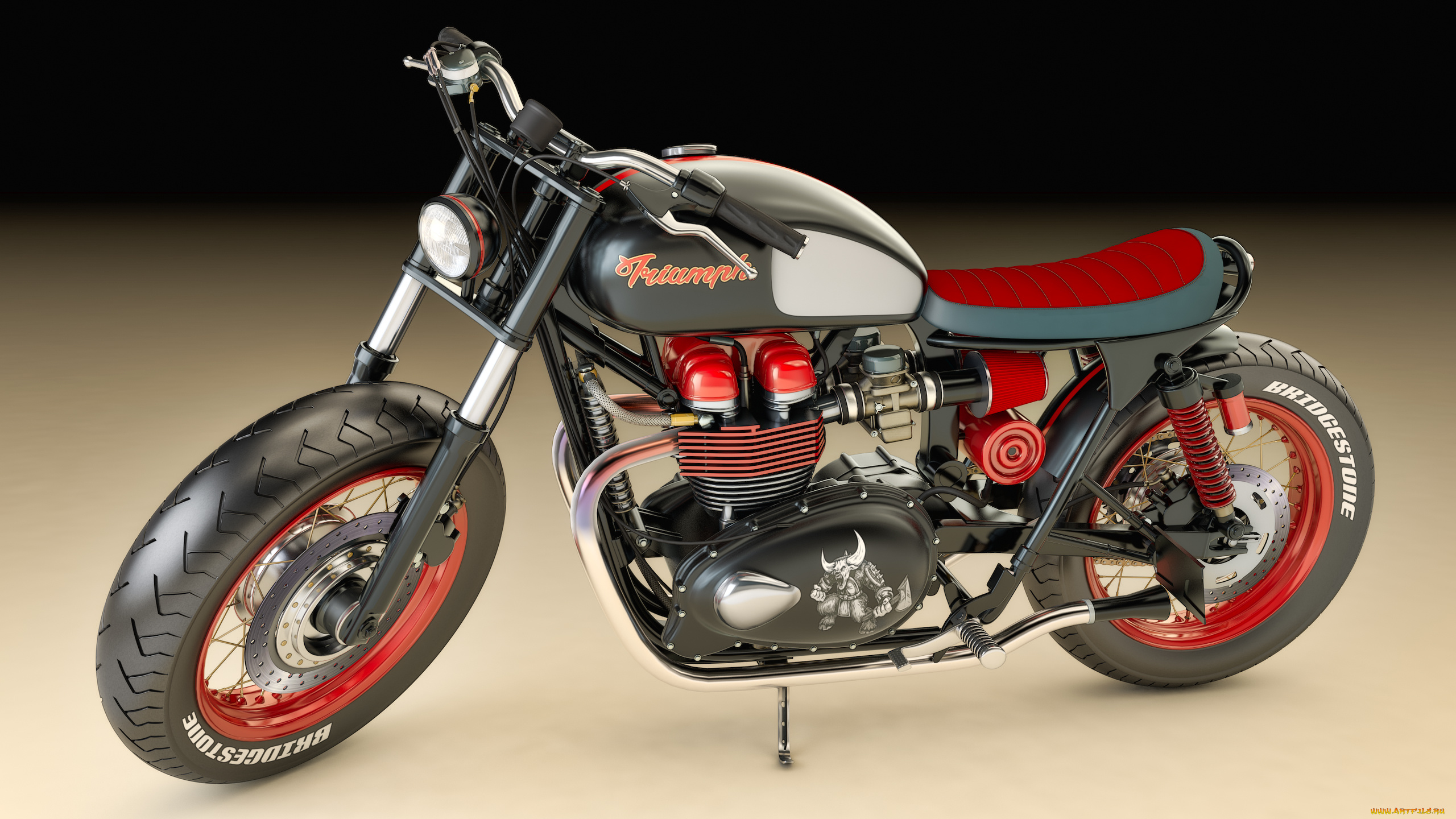 мотоциклы, 3d, фон, мотоцикл