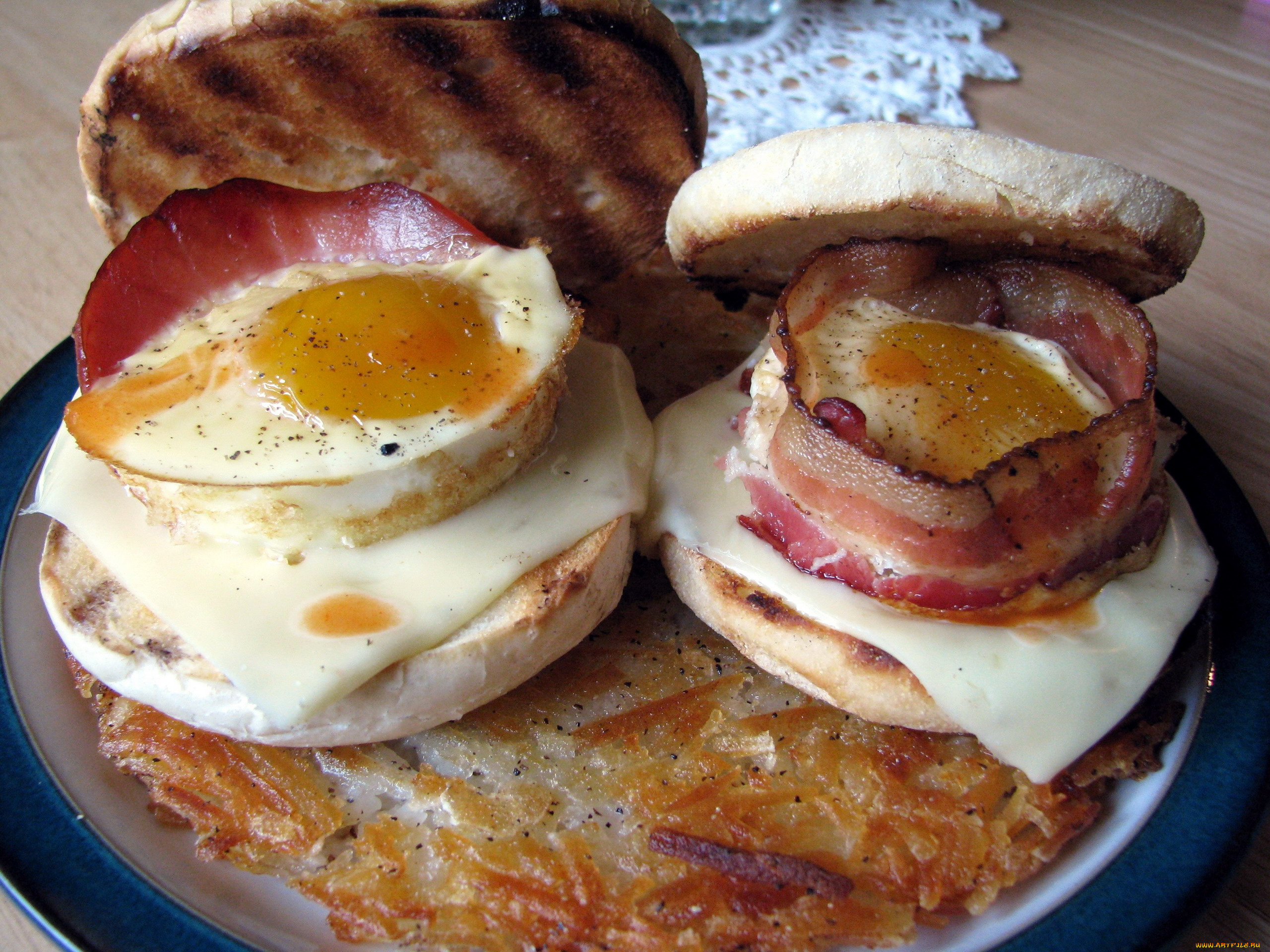 еда, Яичные, блюда, бекон, яйца