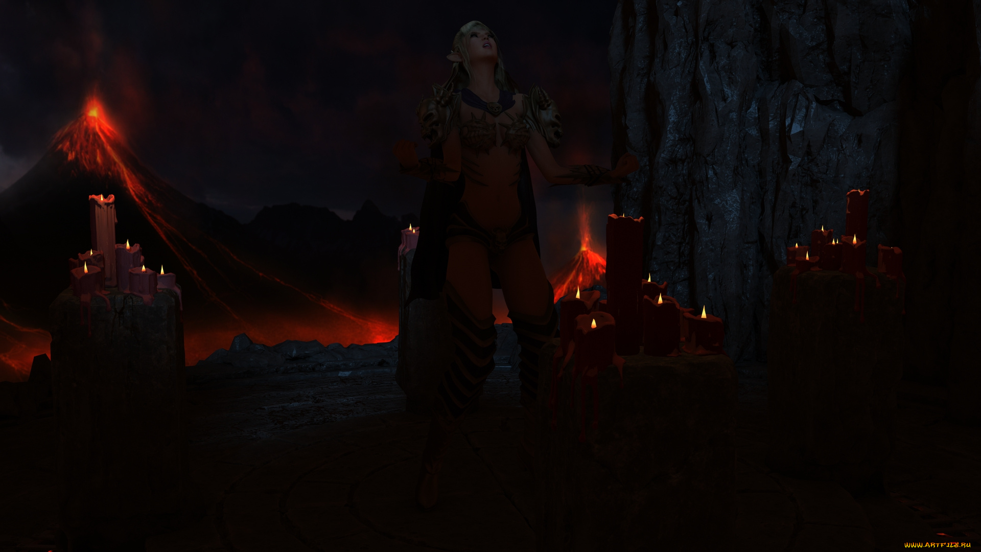 3д, графика, эльфы, , elves, эльфийка, взгляд, фон