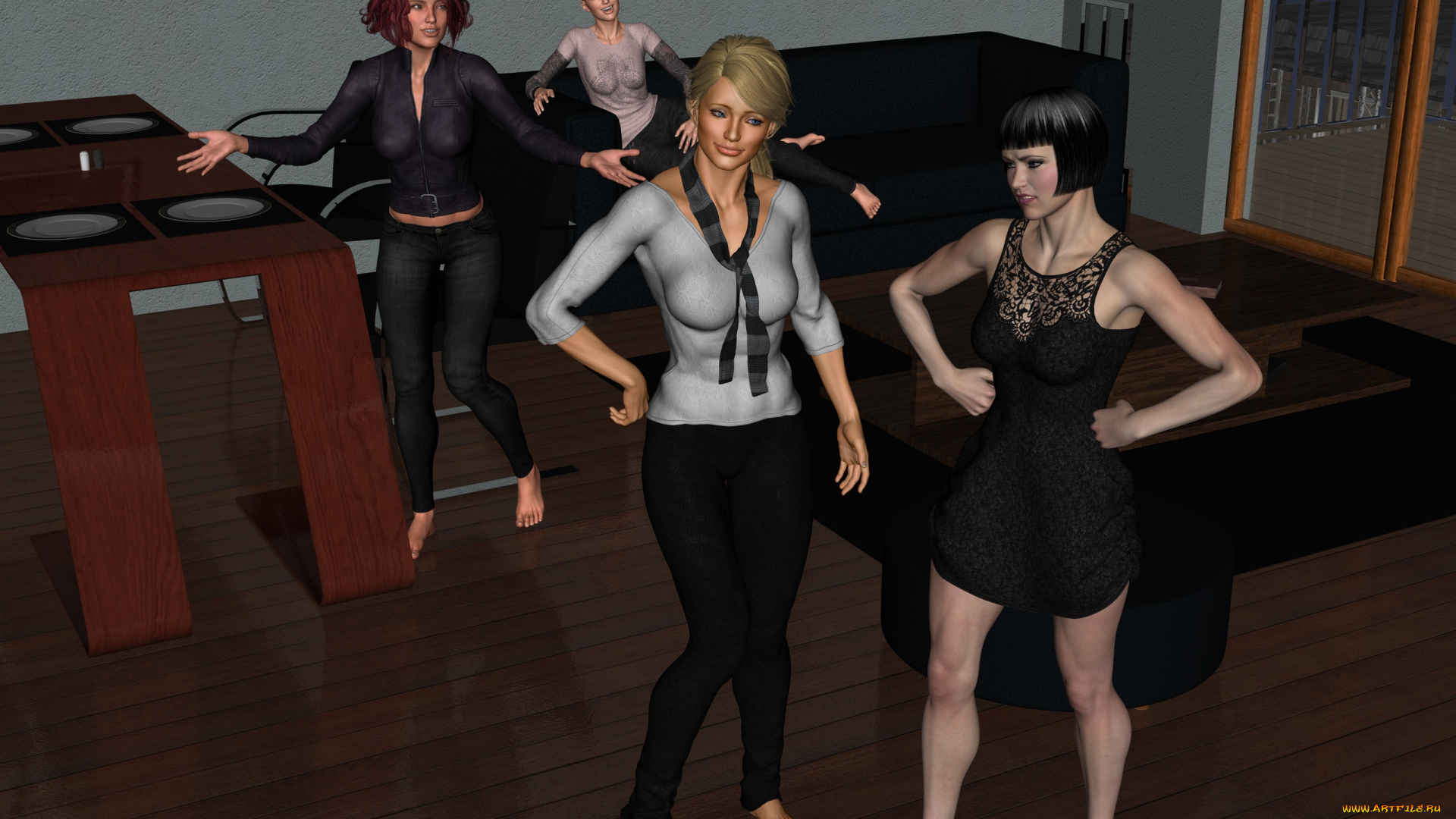 3д, графика, люди, , people, девушки, взгляд, фон