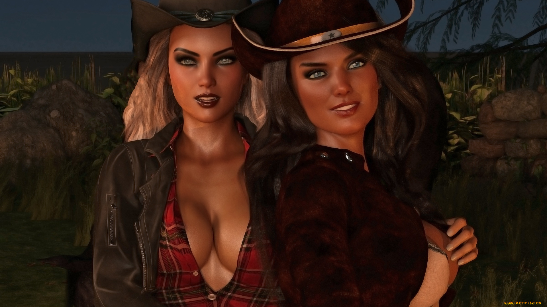 3д, графика, люди, , people, фон, взгляд, девушки