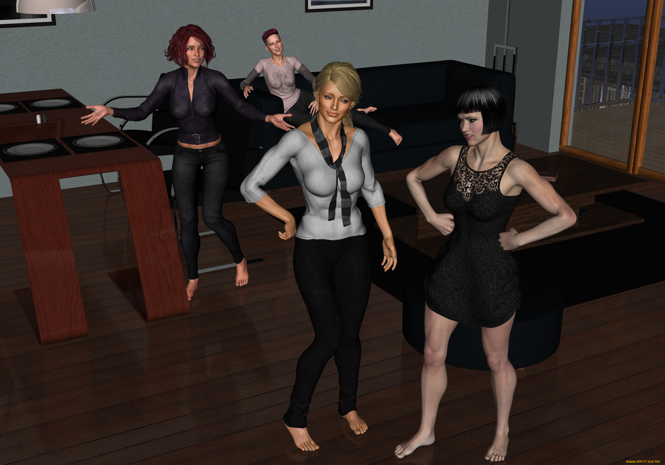 3д, графика, люди, , people, девушки, взгляд, фон