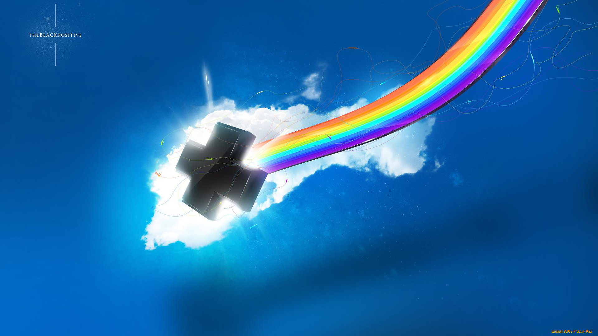 3д, графика, другое, , other, радуга, крест, небо, облако