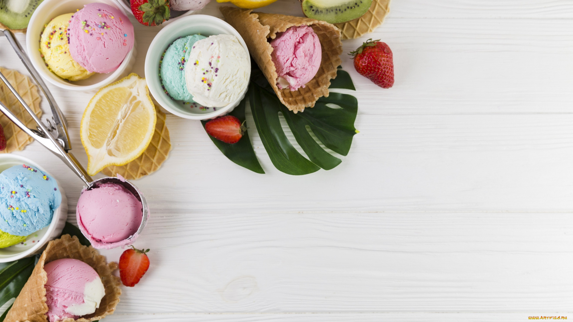 еда, мороженое, , десерты, ягоды, цитрус