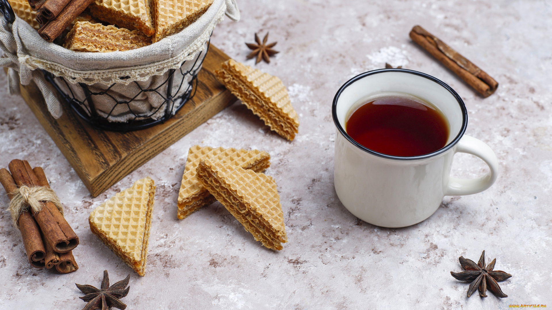 еда, напитки, , чай, корица, гвоздика, вафли, чай