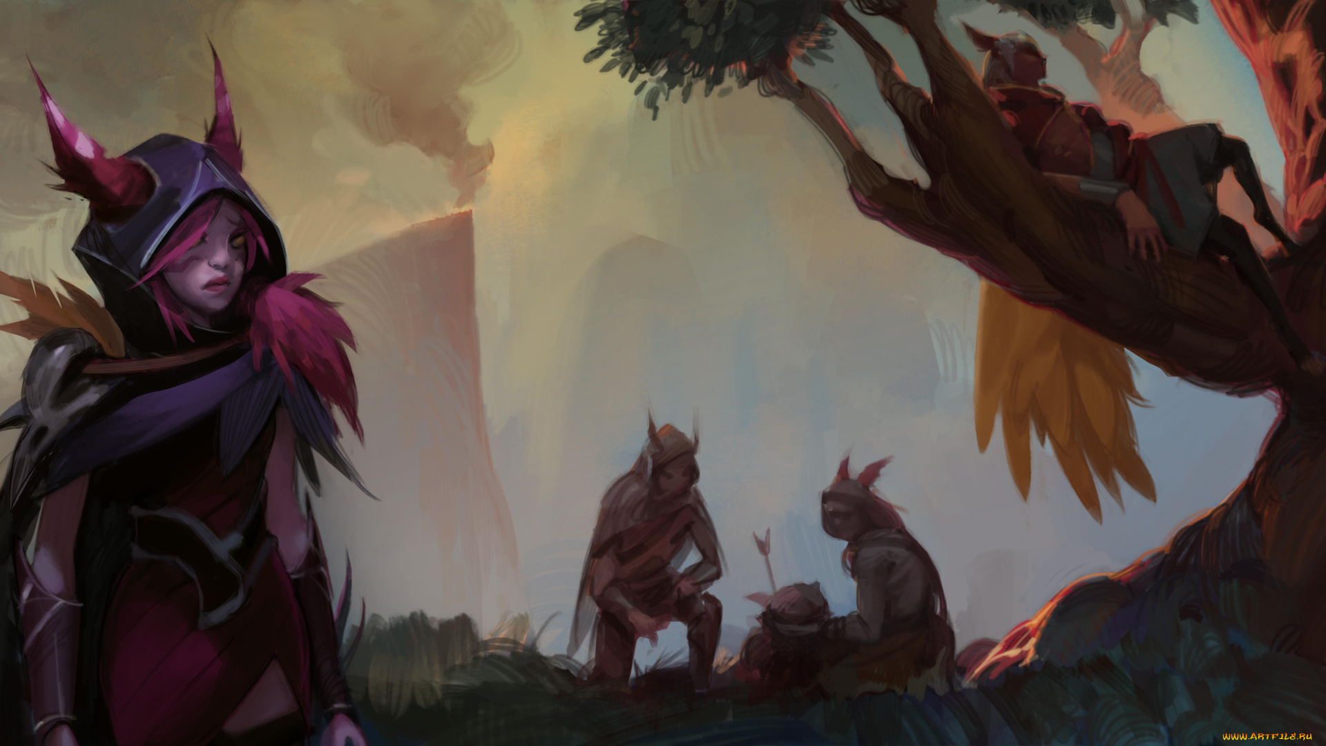 видео, игры, league, of, legends, xayah, дерево, раненый, стражи