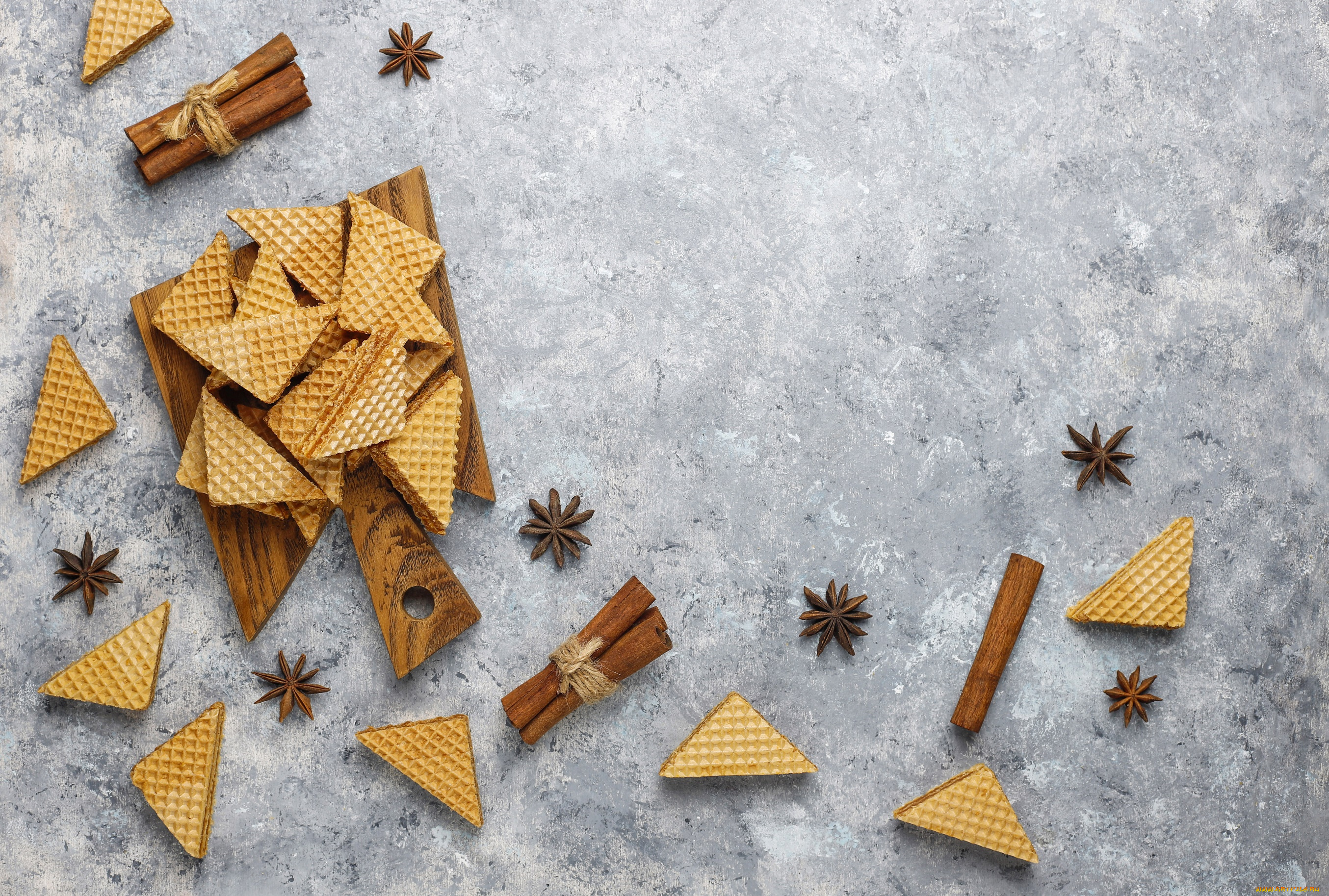 еда, разное, корица, гвоздика, вафли
