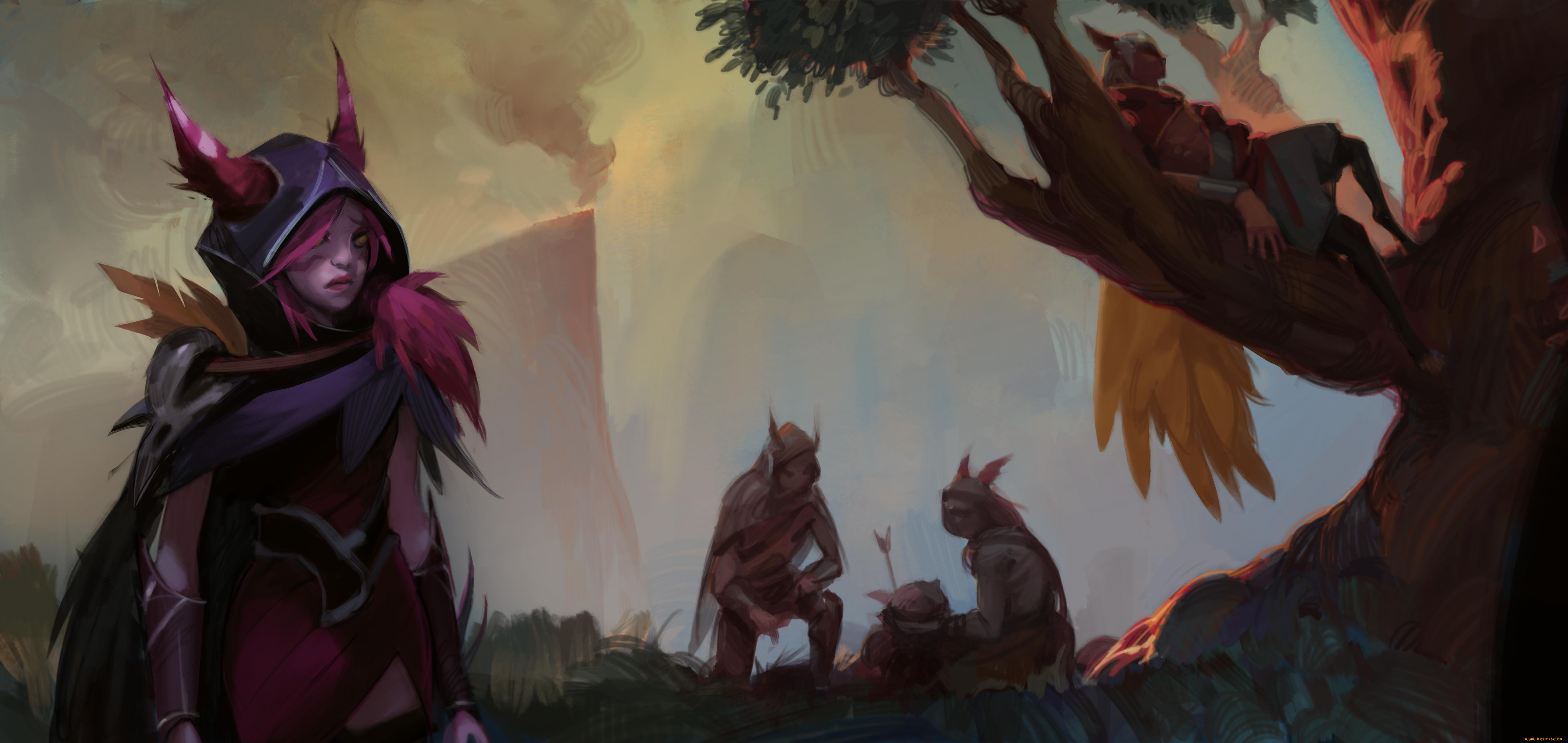 видео, игры, league, of, legends, xayah, дерево, раненый, стражи