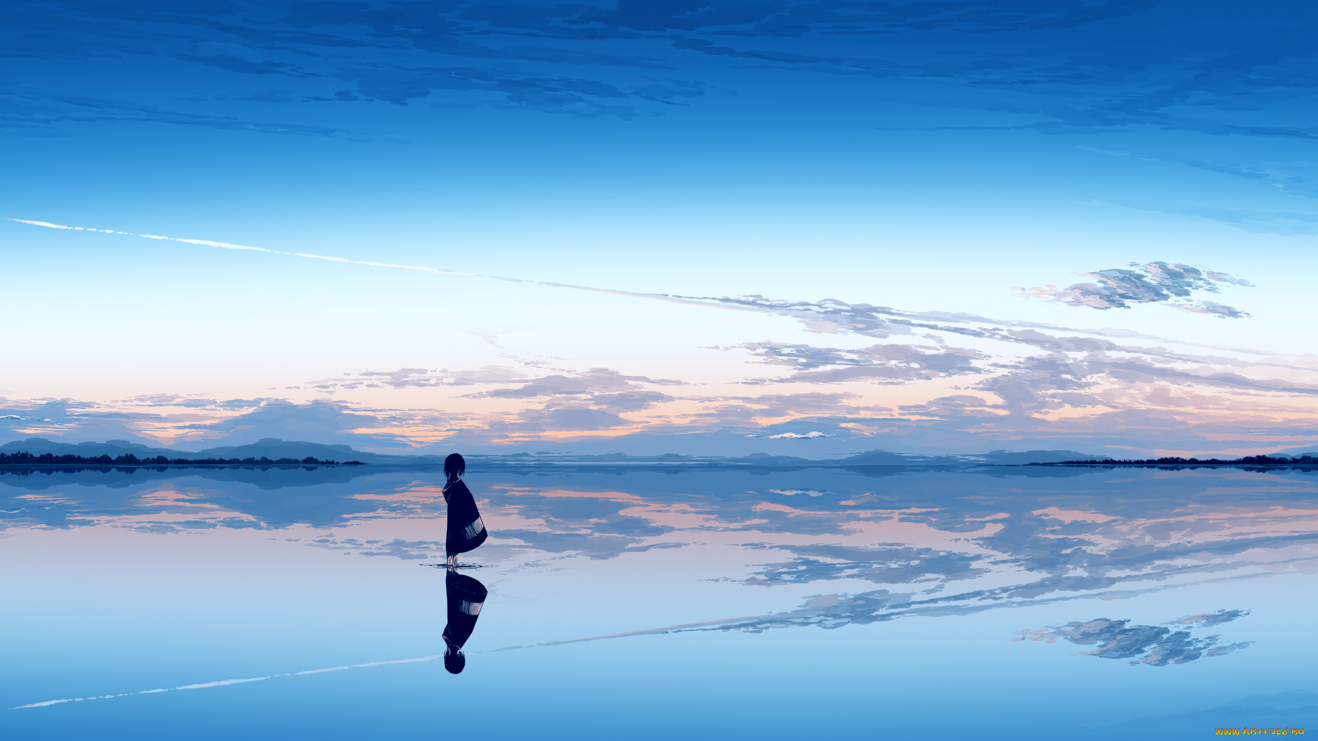 аниме, пейзажи, , природа, девушка