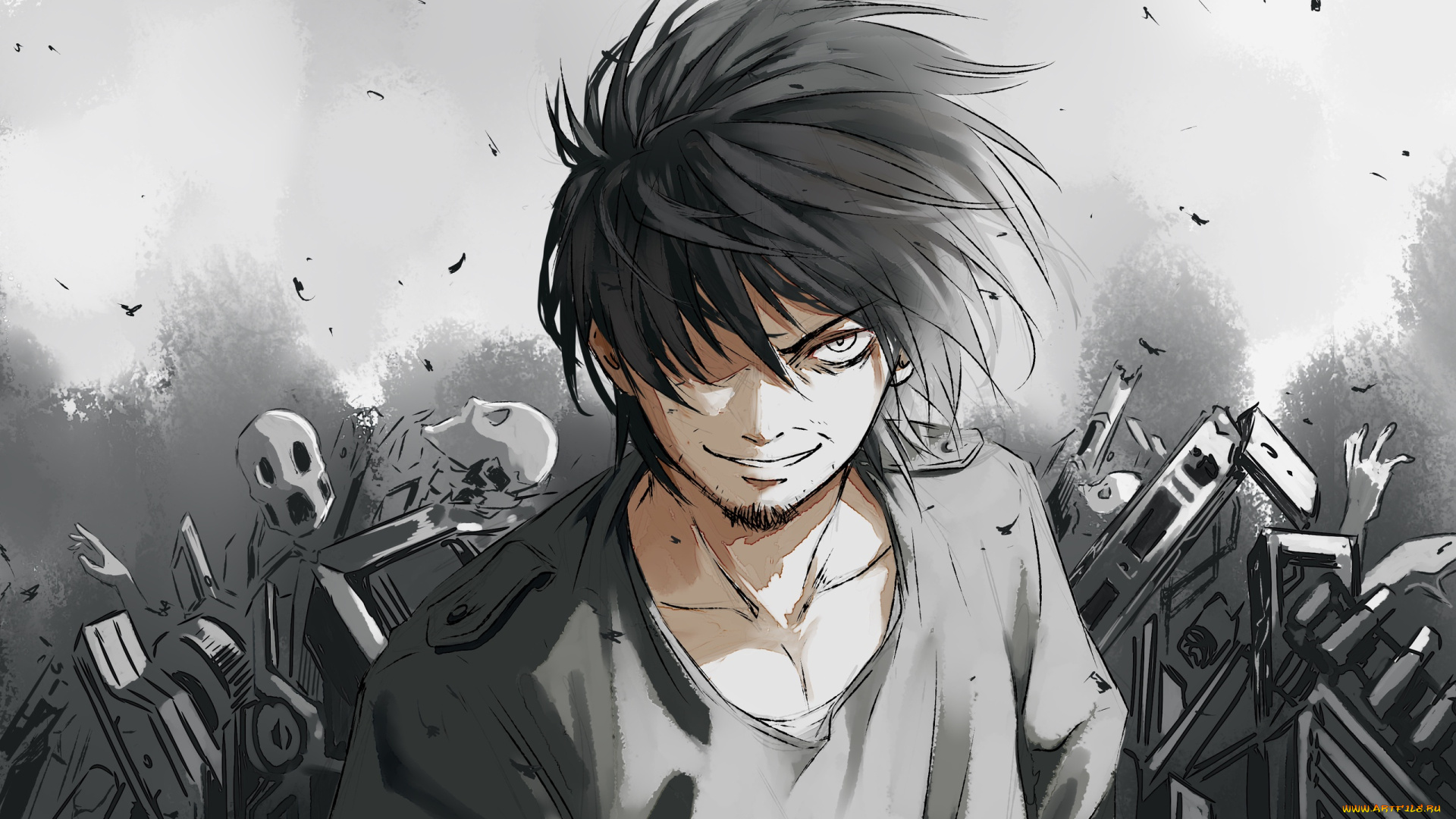 аниме, unknown, , другое, , парень, обломки