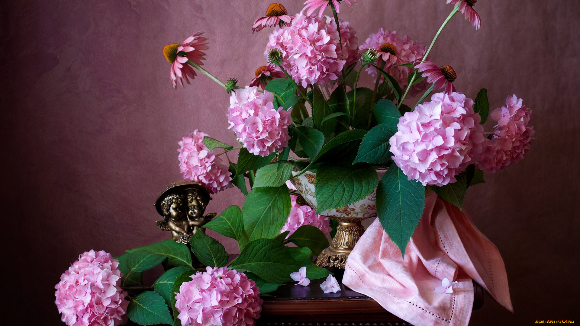 цветы, букеты, , композиции, гортензия, эхинацея