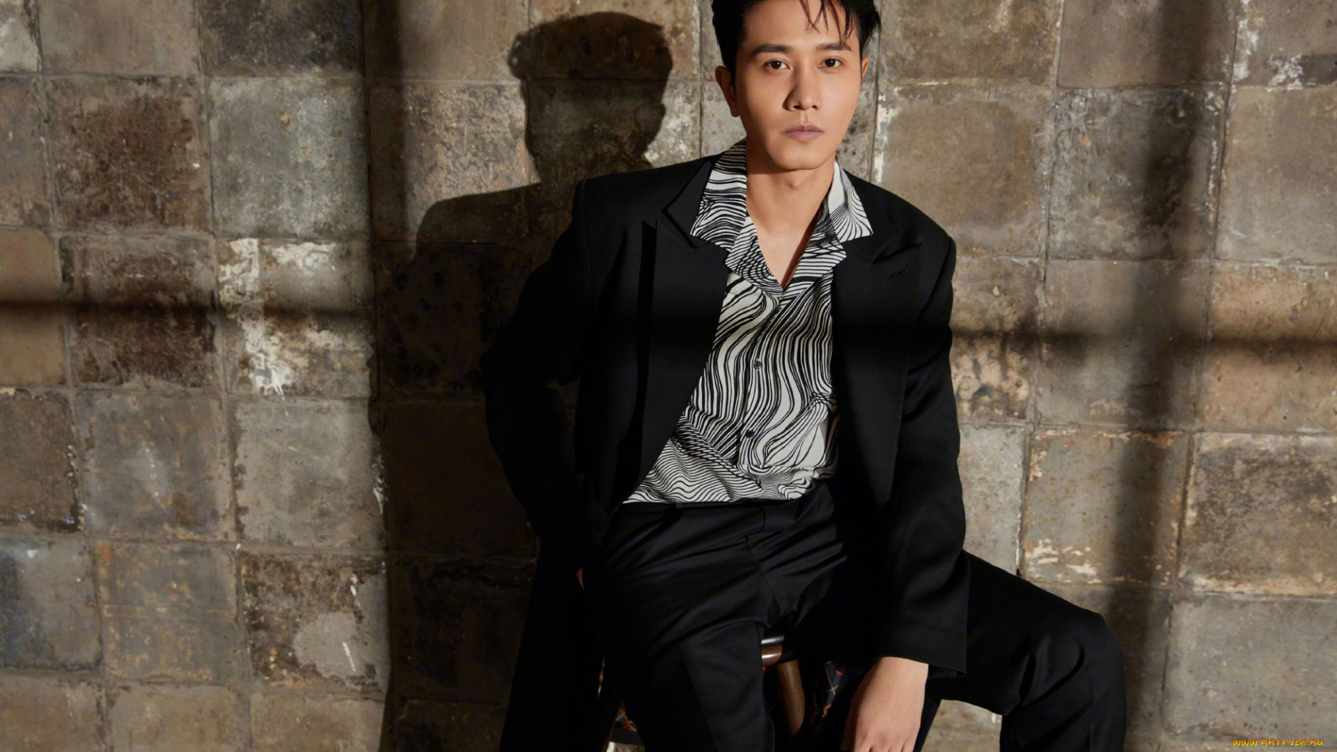 мужчины, peng, guan, ying, peng, guan, ying, костюм, стул, стена