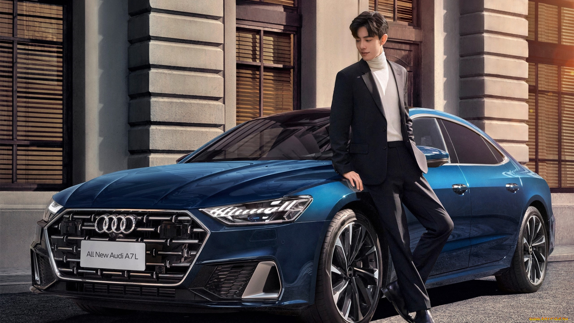 мужчины, xiao, zhan, актер, костюм, машина, здание