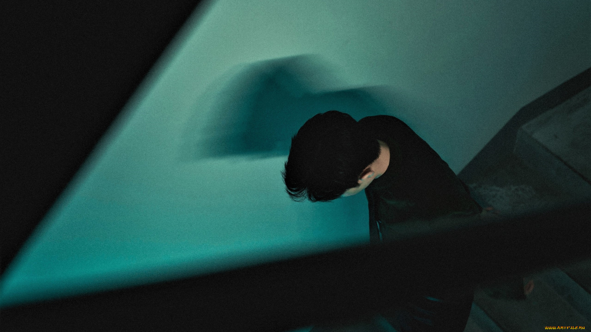 мужчины, xiao, zhan, актер, лестница, подъезд