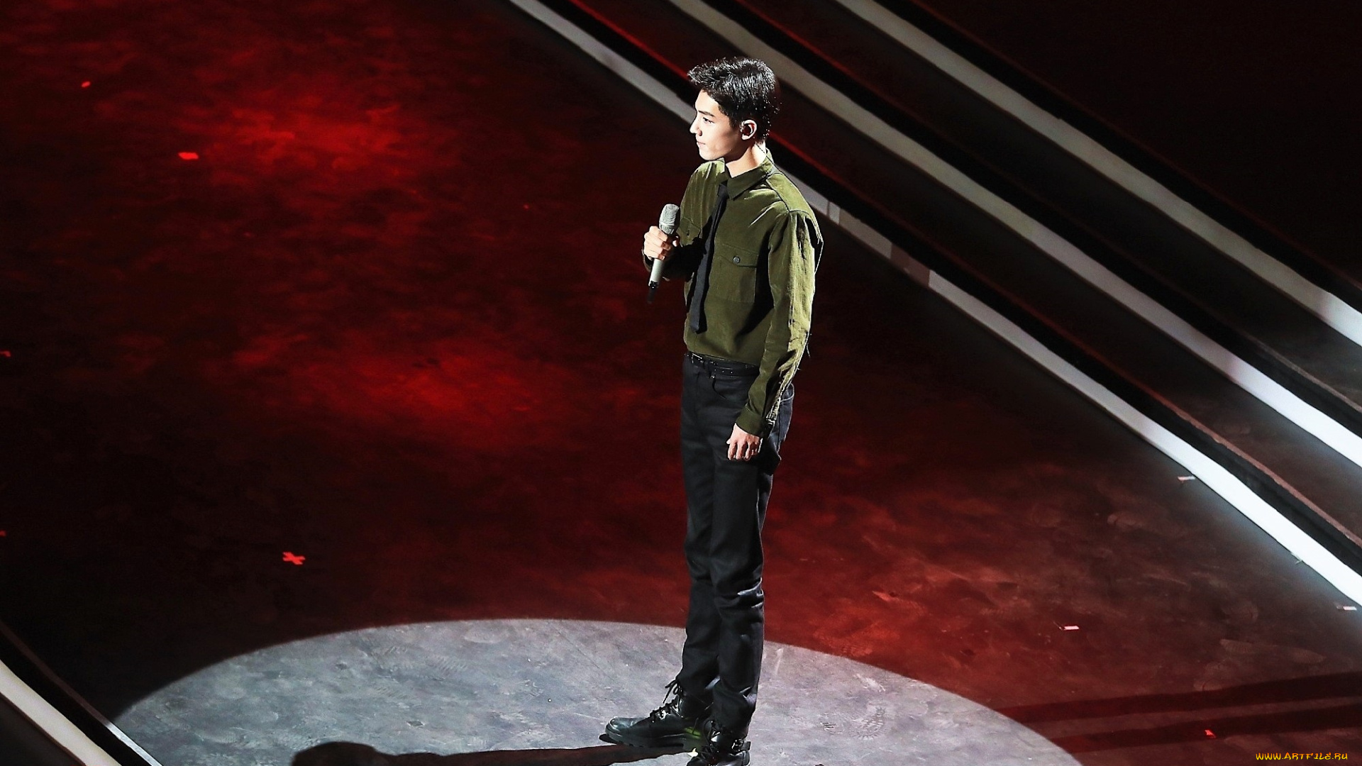 мужчины, xiao, zhan, актер, микрофон, сцена